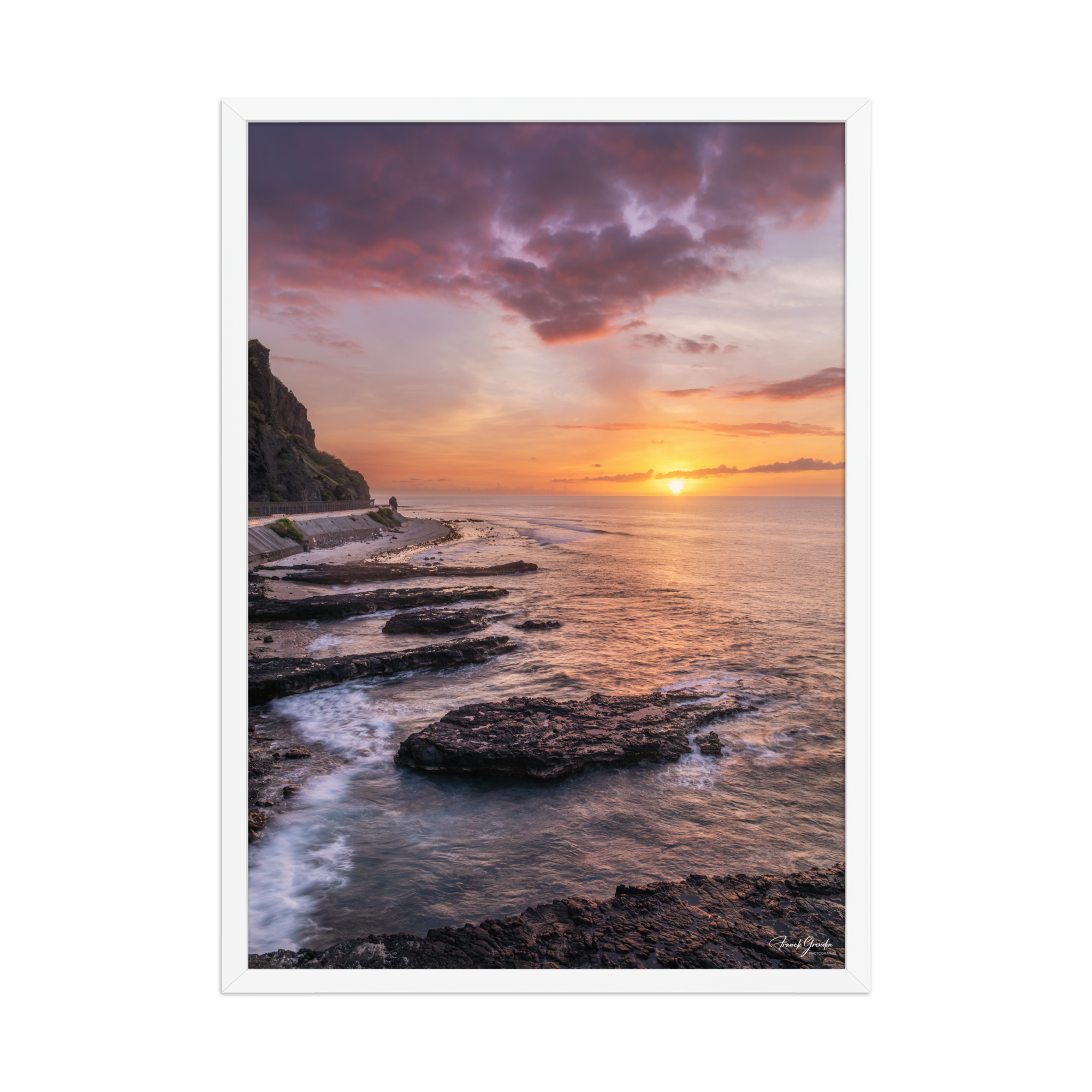 Affiche de La Réunion Crépuscule au Cap Champagne 50 × 70 cm / Blanc - photographie Franck Grondin