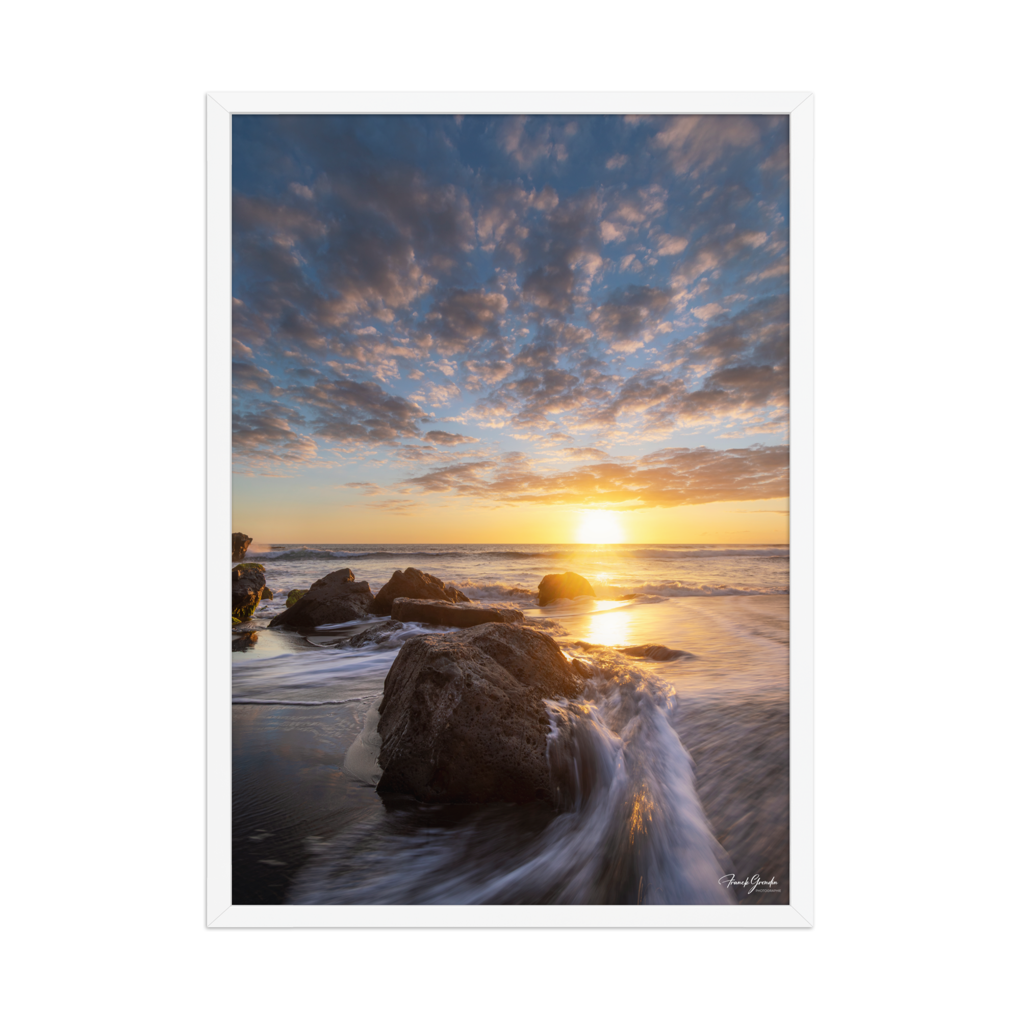Affiche de La Réunion Coucher de Soleil à la Pointe du Diable 50 × 70 cm / Blanc - photographie Franck Grondin