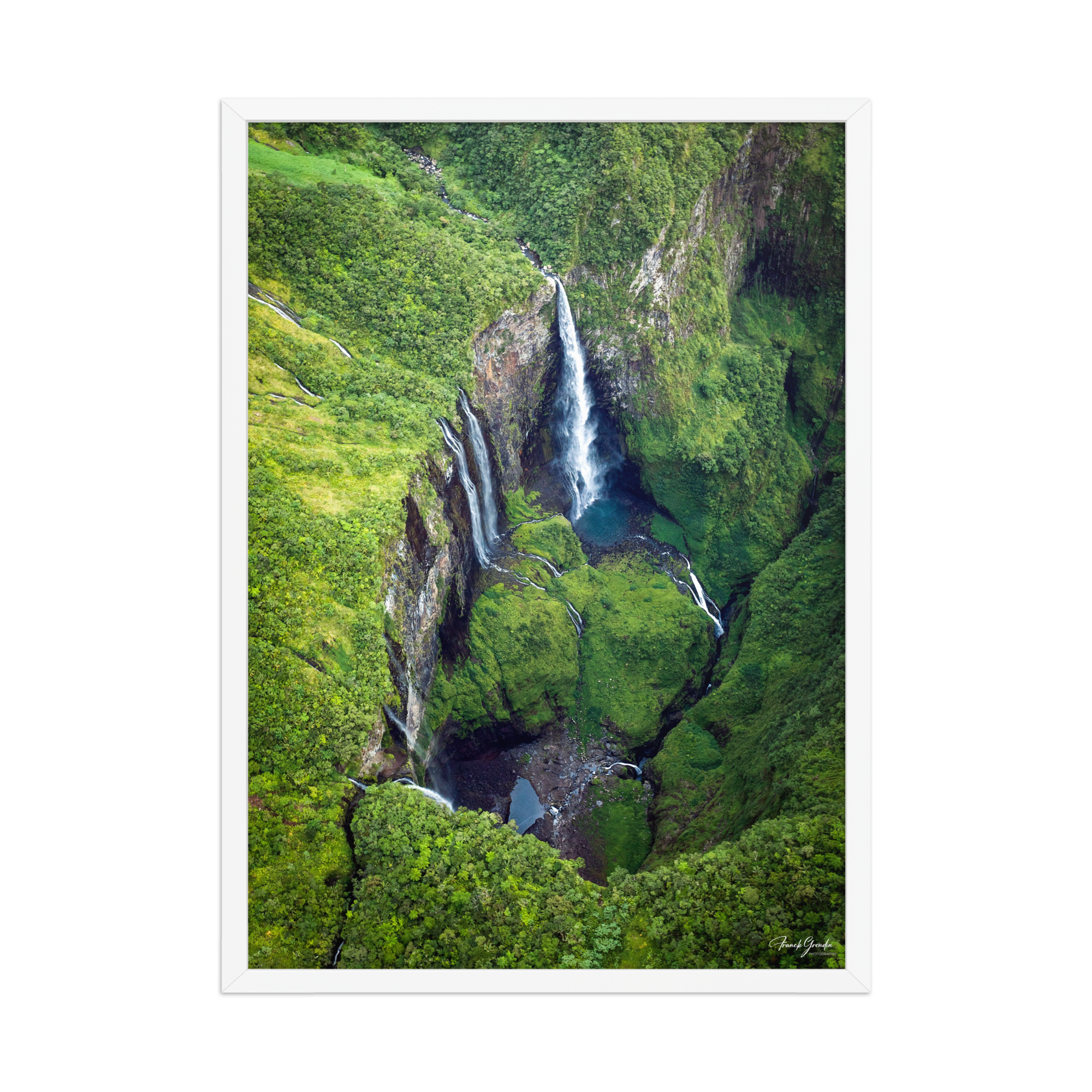 Affiche de La Réunion Le Trou de Fer vu du Ciel 50 × 70 cm / Blanc - photographie Franck Grondin