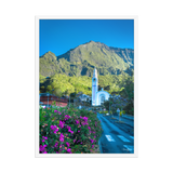 Affiche de La Réunion L'Église Notre-Dame-des-Neiges de Cilaos 50 × 70 cm / Blanc - photographie Franck Grondin