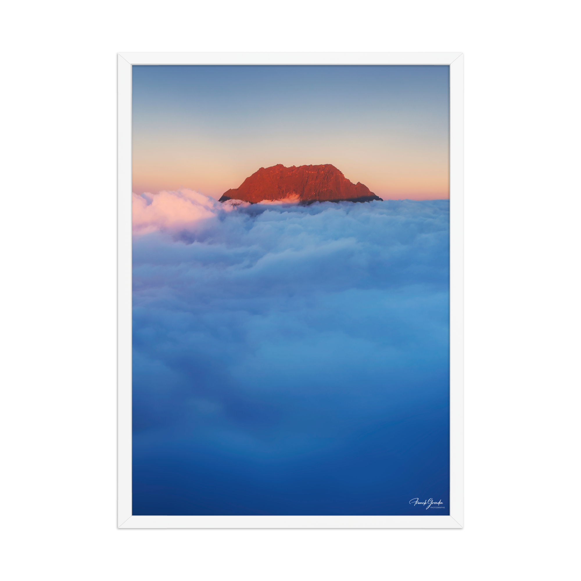 Affiche de La Réunion Gros Morne, Mer de Nuages 50 × 70 cm / Blanc - photographie Franck Grondin
