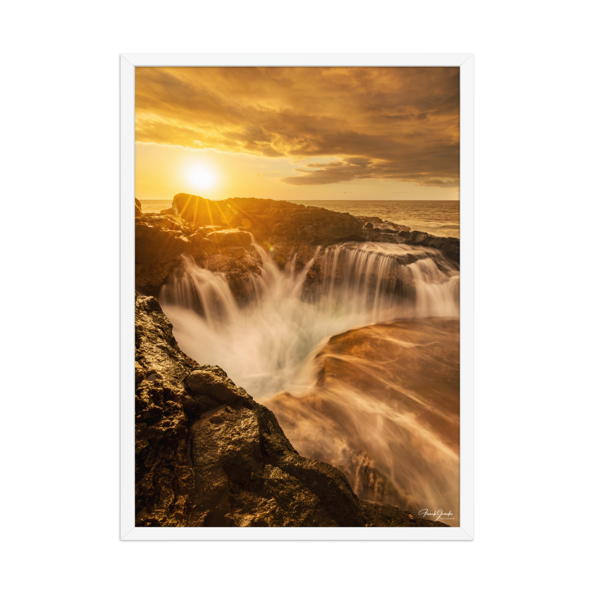 Affiche de La Réunion Le Souffleur de la Pointe des Châteaux 50 × 70 cm / Blanc - photographie Franck Grondin