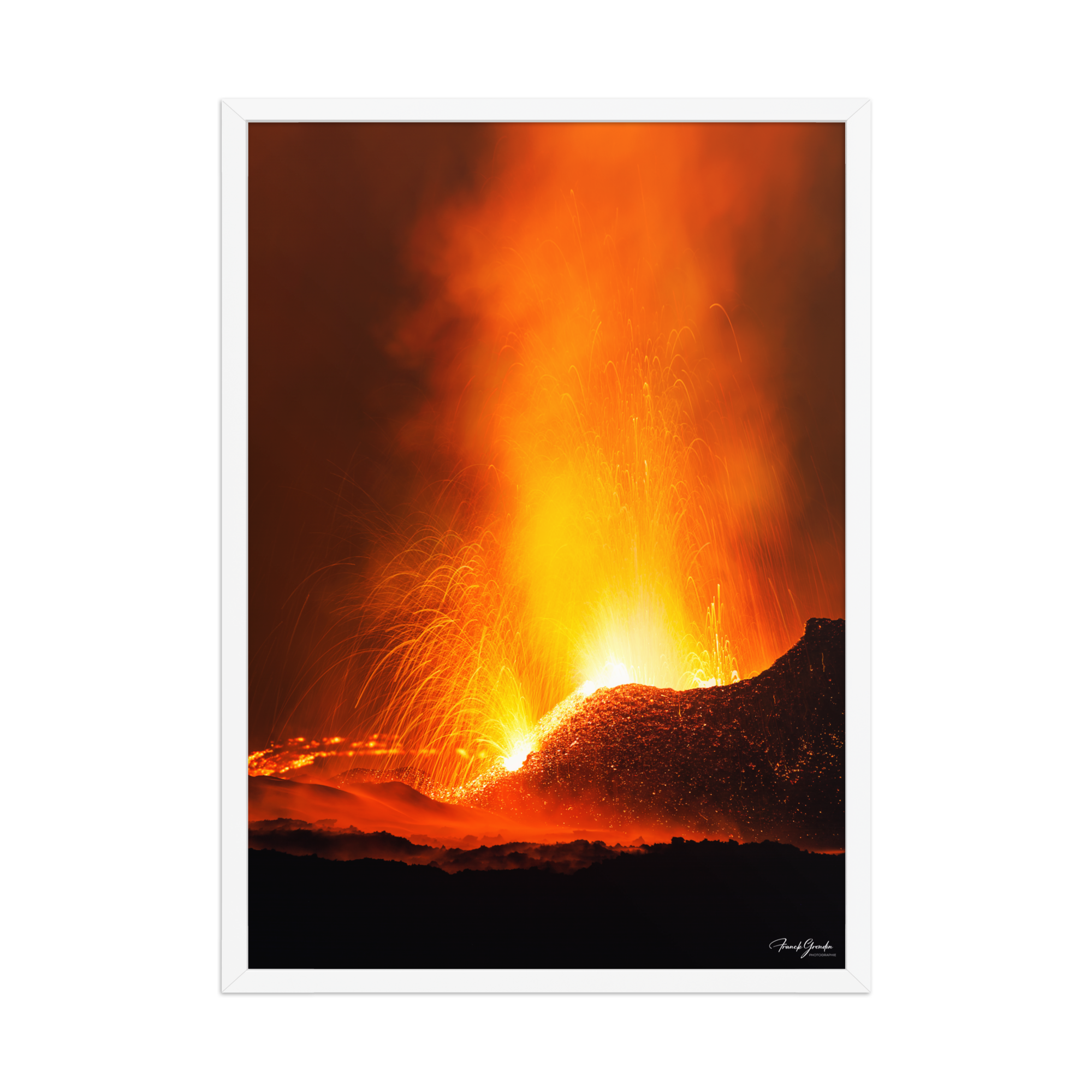 Affiche de La Réunion Fontaines de Lave, Mai 2015 50 × 70 cm / Blanc - photographie Franck Grondin