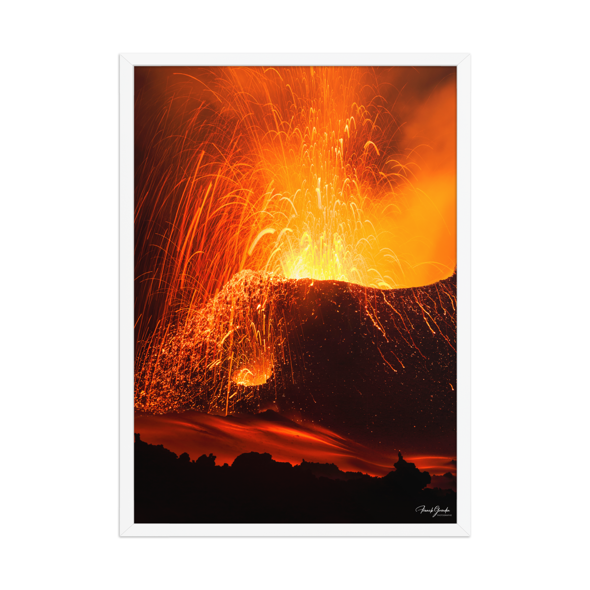 Affiche de La Réunion Éruption de Mai 2015 50 × 70 cm / Blanc - photographie Franck Grondin