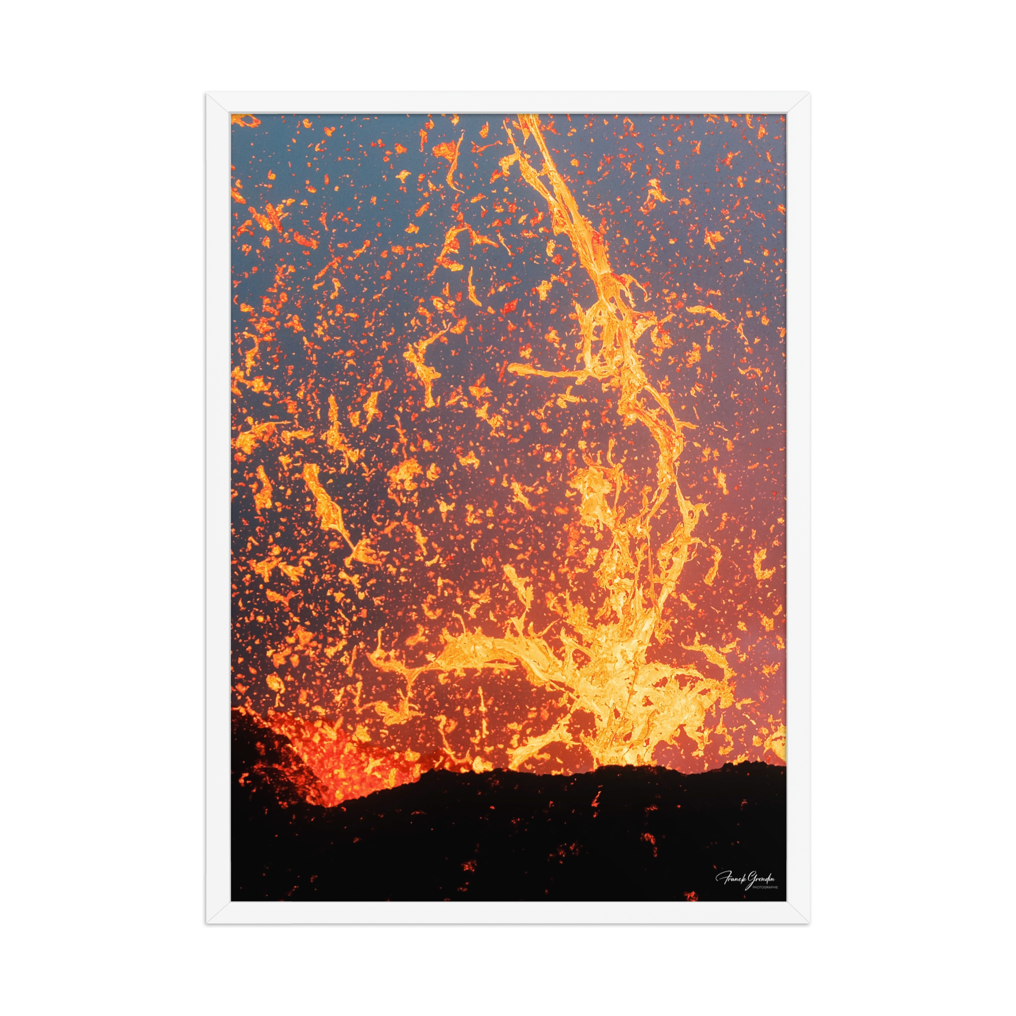 Affiche de La Réunion Fontaine de Lave, Août 2015 50 × 70 cm / Blanc - photographie Franck Grondin