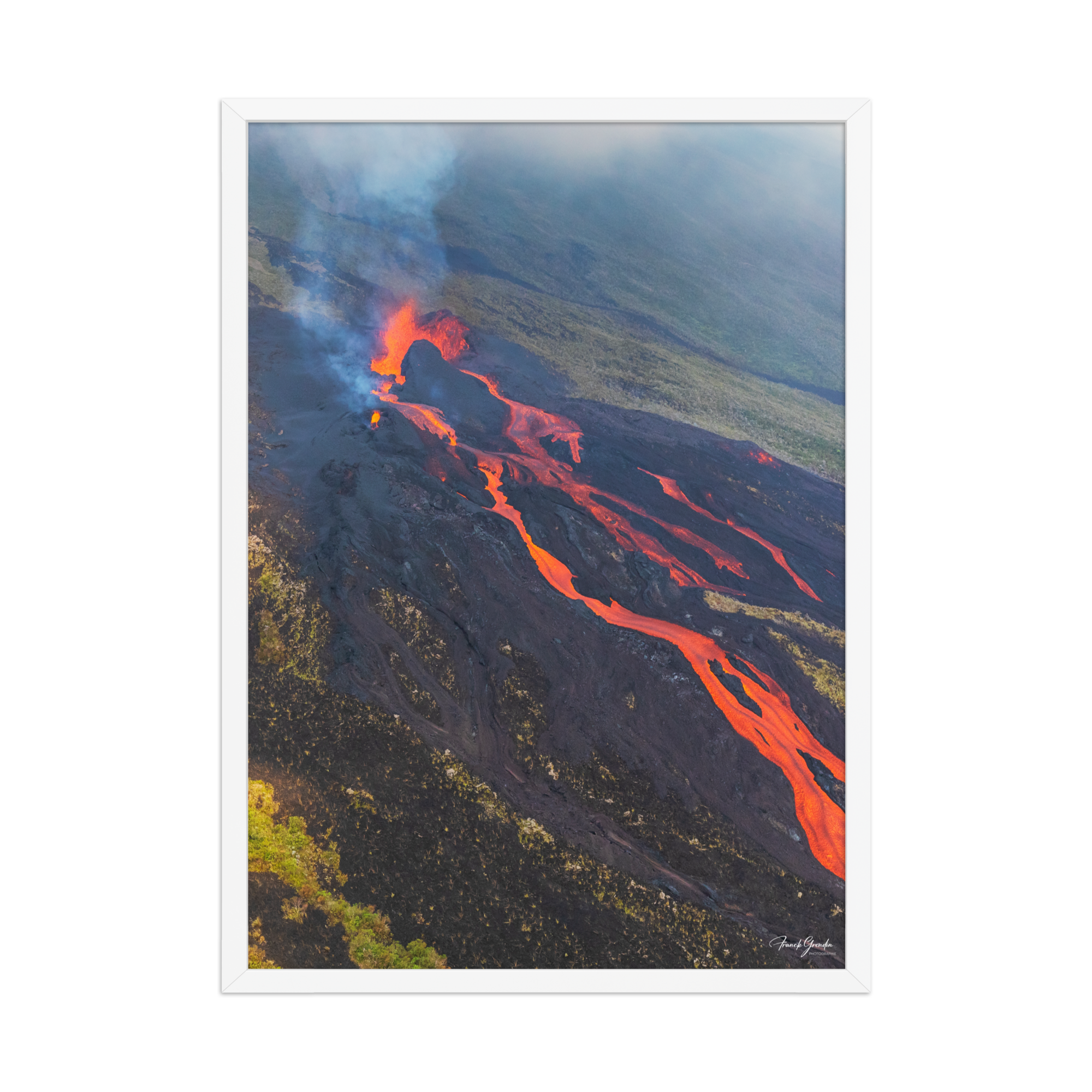 Affiche de La Réunion Éruption d'Octobre 2019 50 × 70 cm / Blanc - photographie Franck Grondin