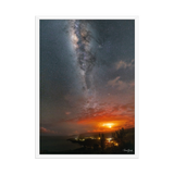 Affiche de La Réunion La Fournaise sous la Voie Lactée 50 × 70 cm / Blanc - photographie Franck Grondin