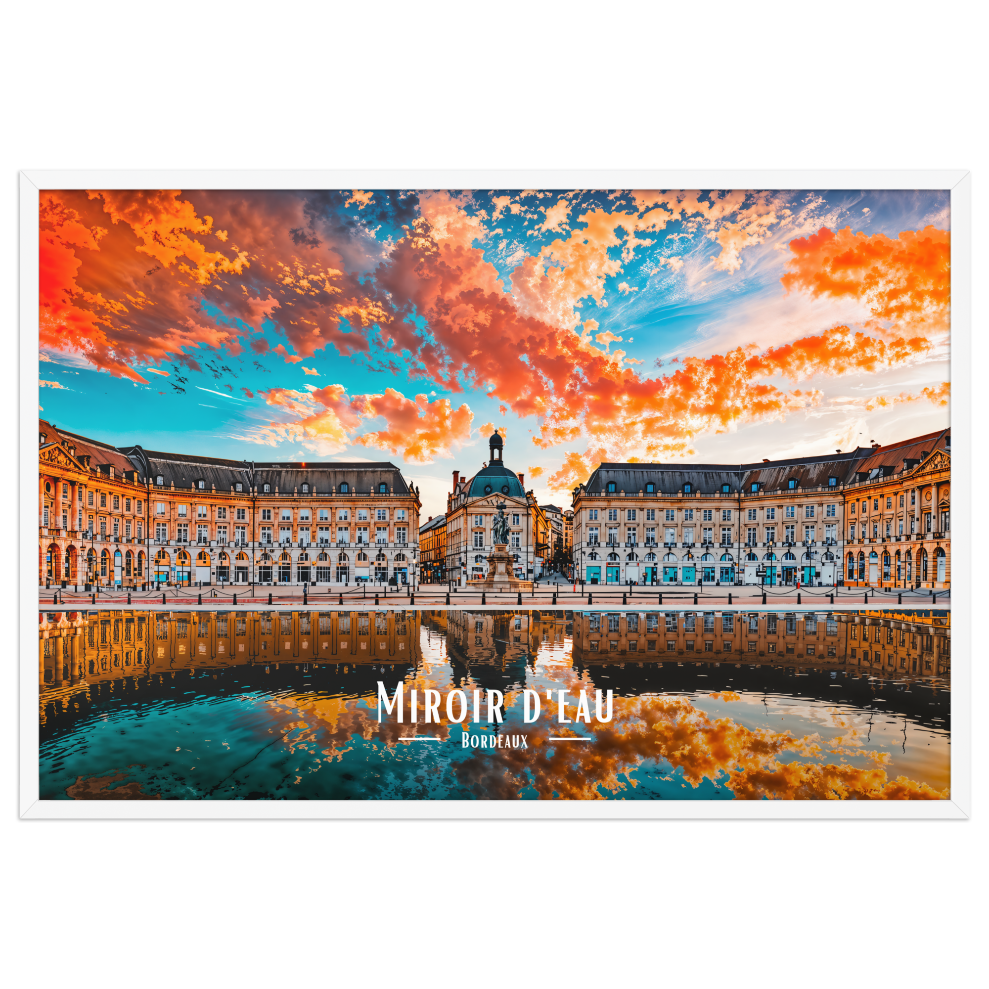 Affiche de Bordeaux Miroir d’eau - Bordeaux 61 × 91 cm / Blanc - Univile