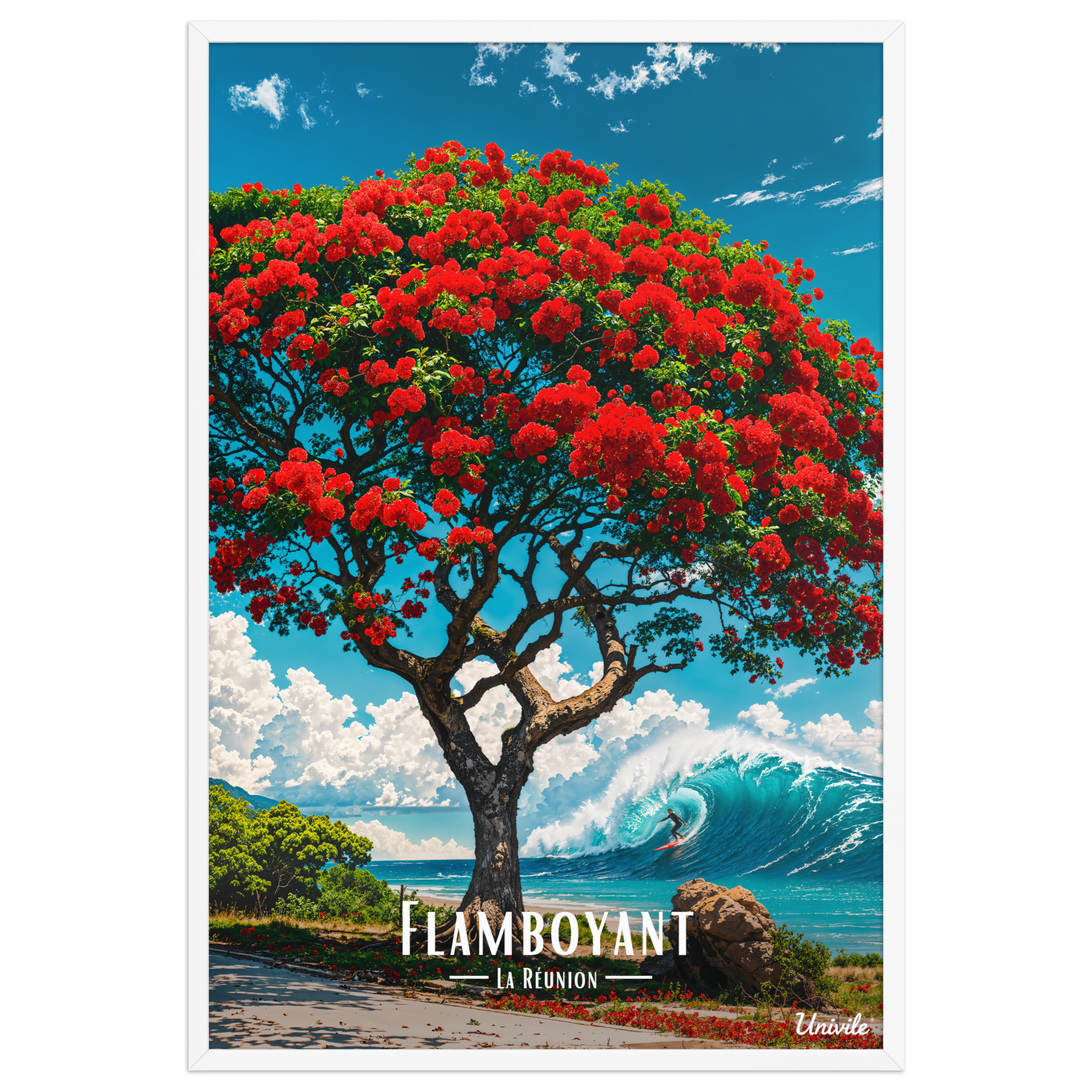 Affiche de La Réunion Flamboyant du Lagon 61 × 91 cm / Blanc - Univile La Réunion