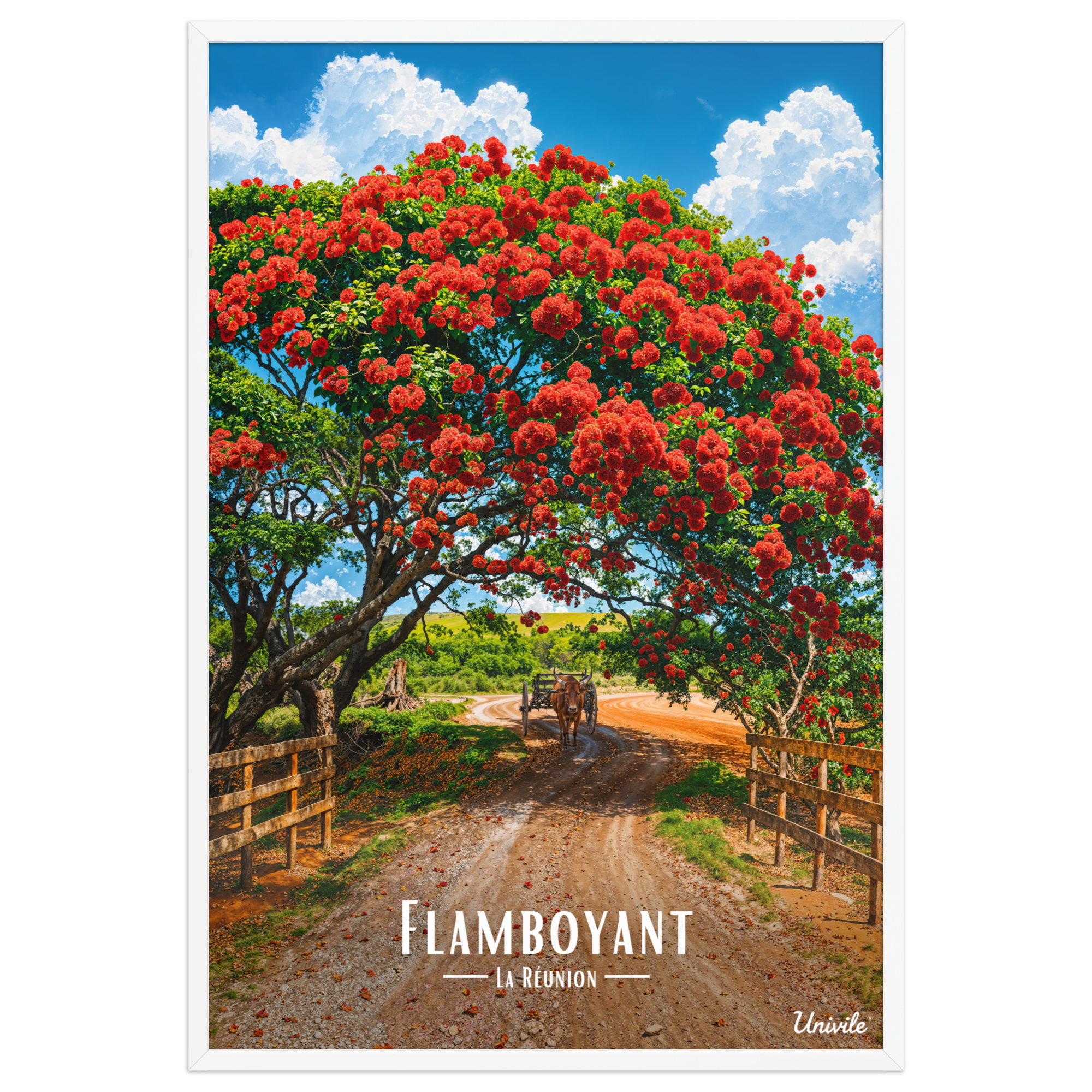 Affiche de la Réunion Flamboyant des champs 61 × 91 cm / Blanc - Univile