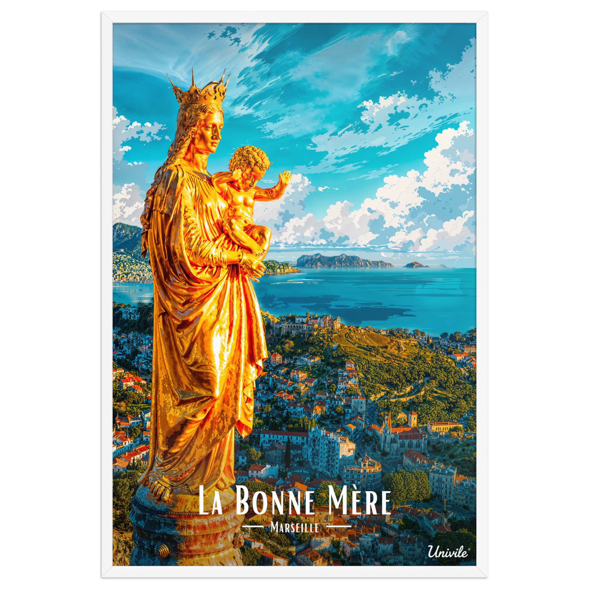 Affiche de Marseille La Bonne Mère 61 × 91 cm / Blanc - Univile
