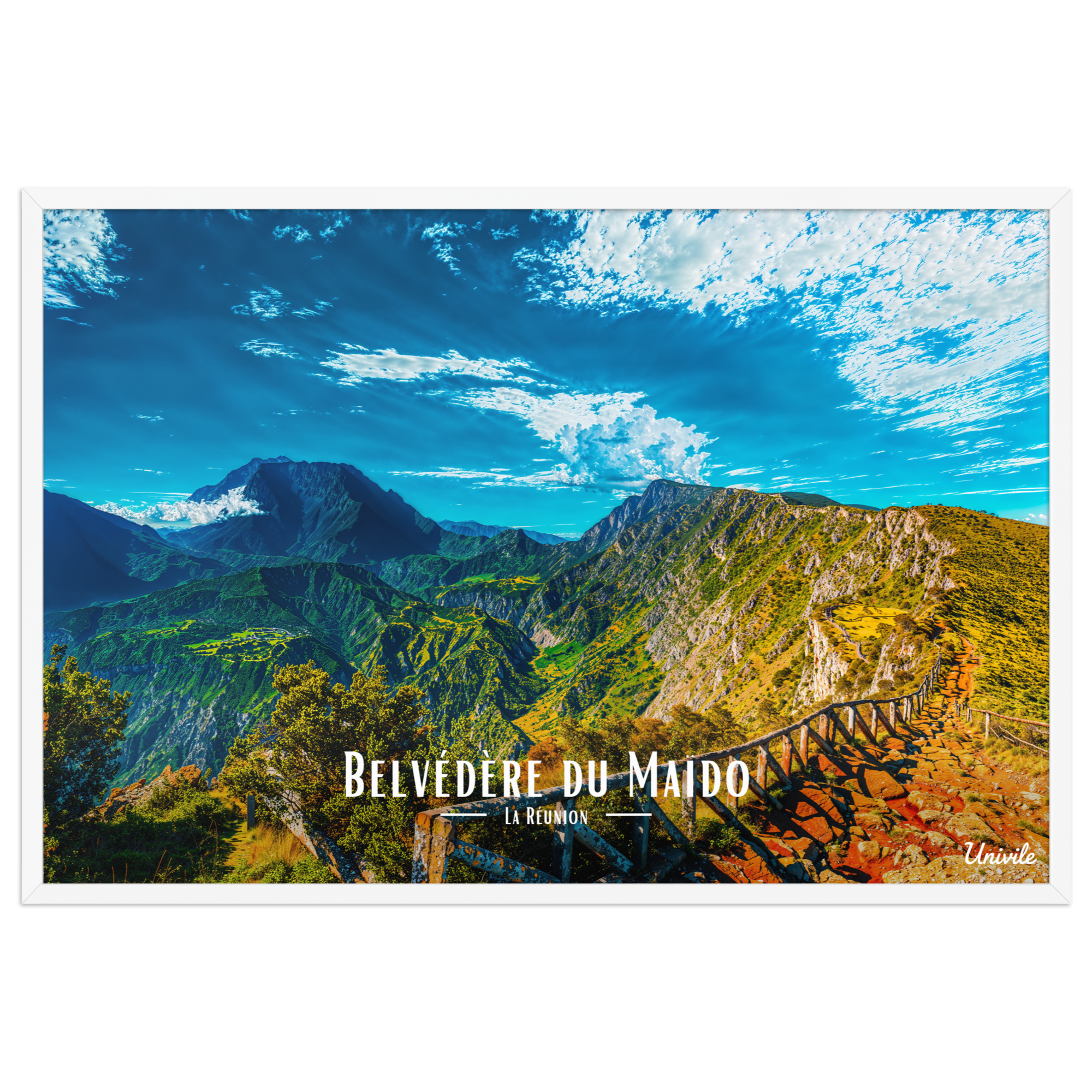 Affiche de la Réunion Belvédère du Maïdo horizontal 61 × 91 cm / Blanc - Univile