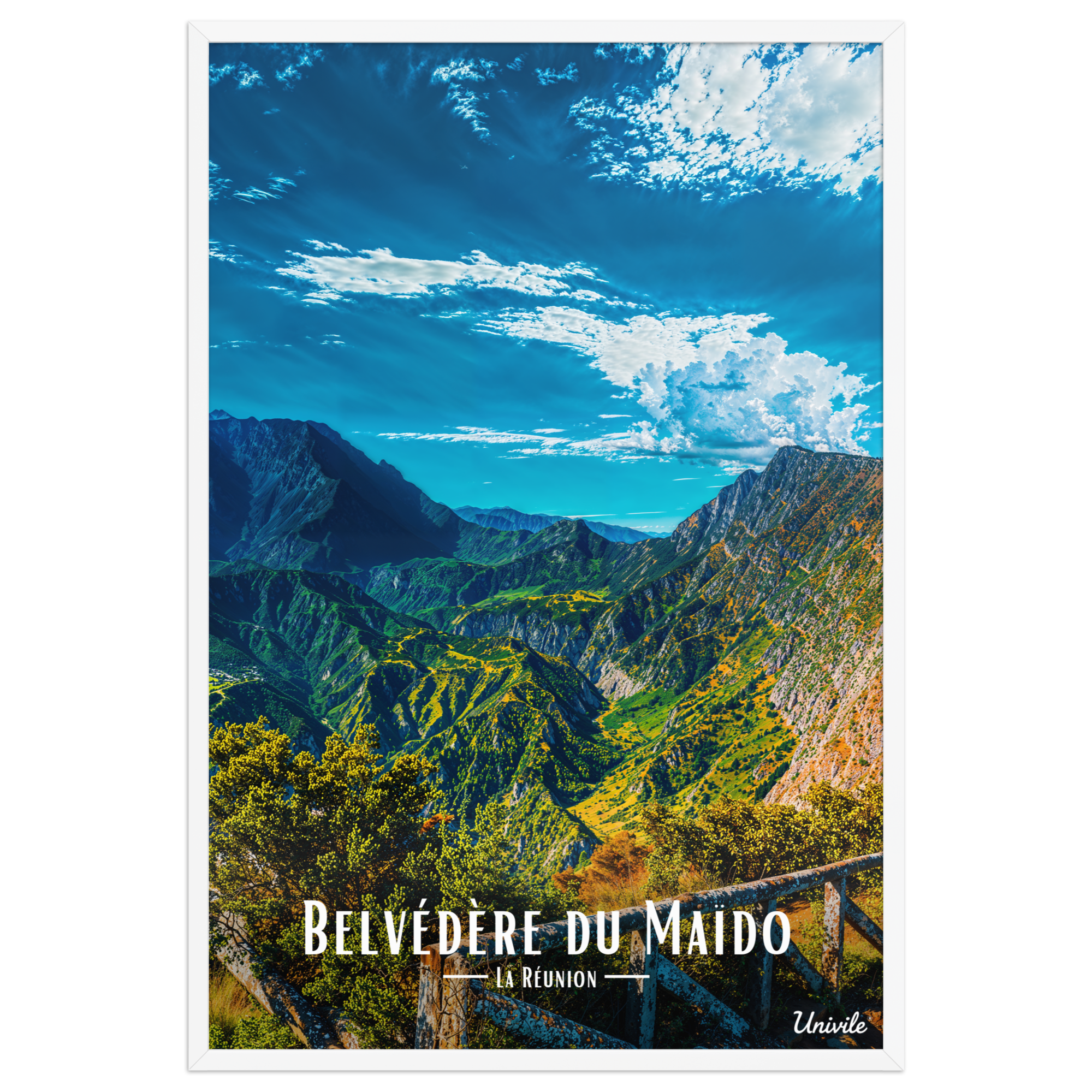 Affiche de la Réunion Belvédère du Maïdo 61 × 91 cm / Blanc - Univile