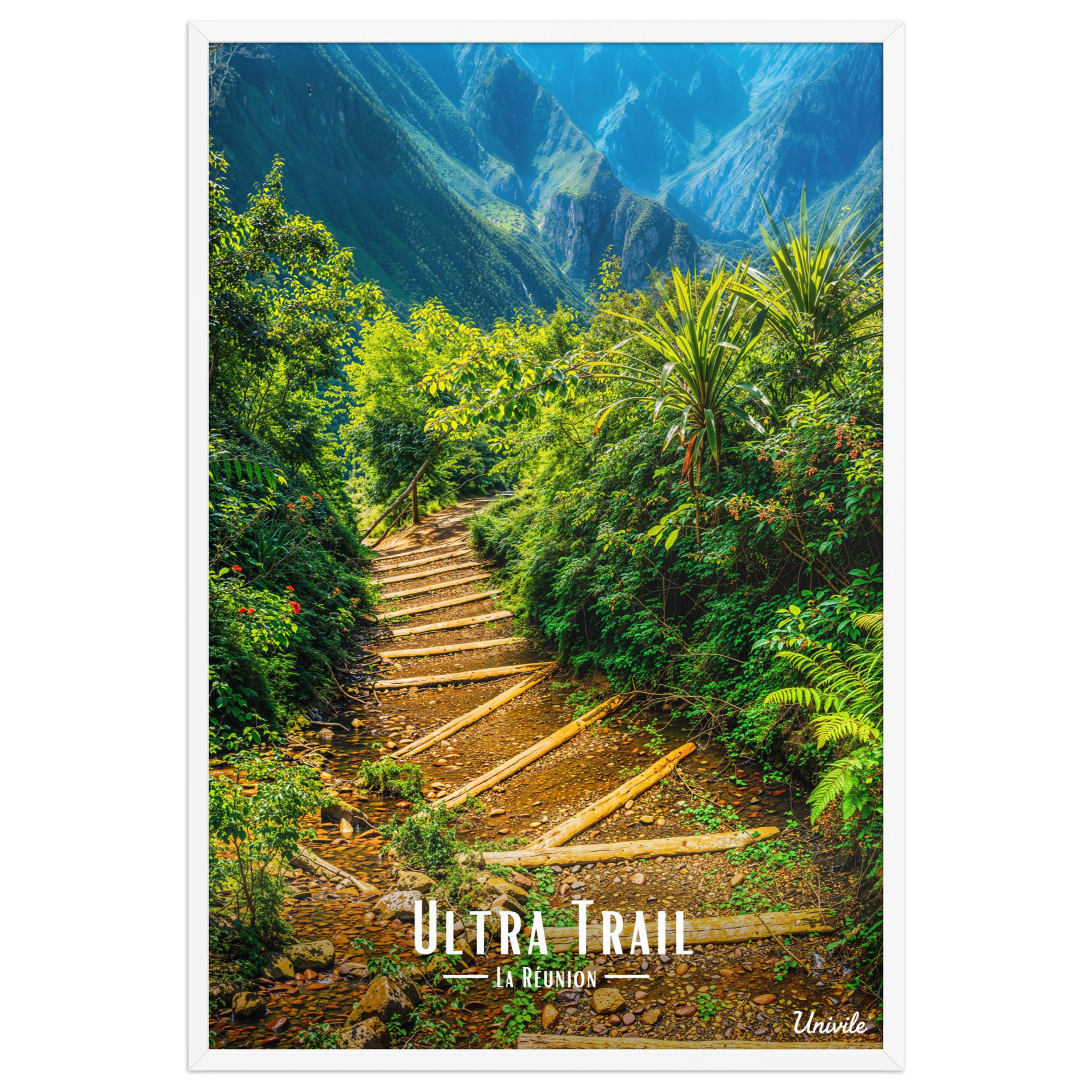 Affiche de la Réunion Ultra Trail 61 × 91 cm / Blanc - Univile