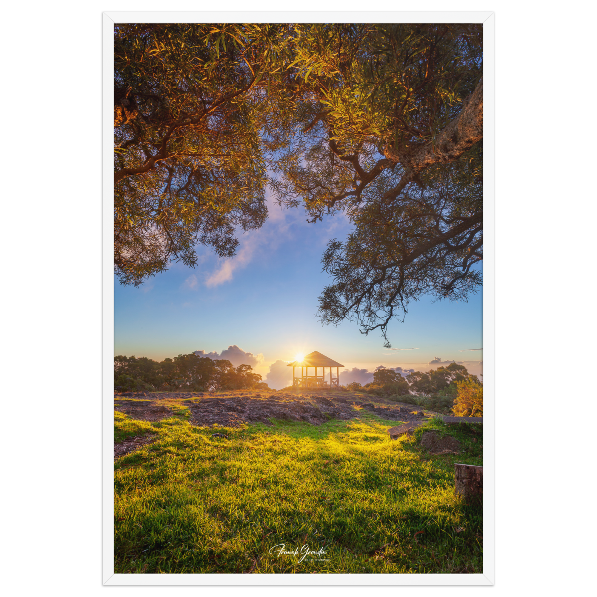 Affiche de La Réunion Sunset Kiosque Maïdo 61×91 cm / Blanc - Univile La Réunion