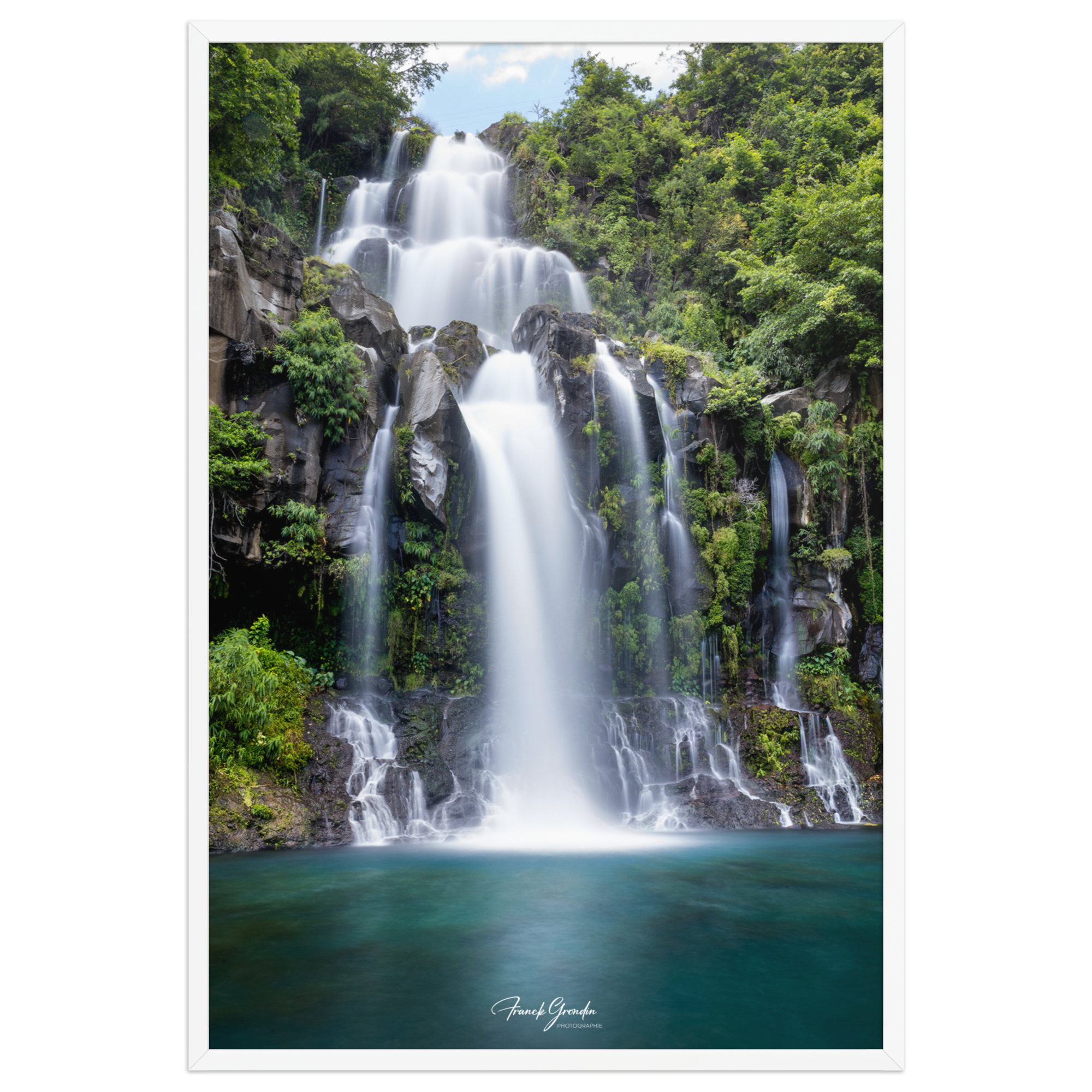 Affiche de La Réunion Cascade des Aigrettes 61 × 91 cm / Blanc - Univile La Réunion