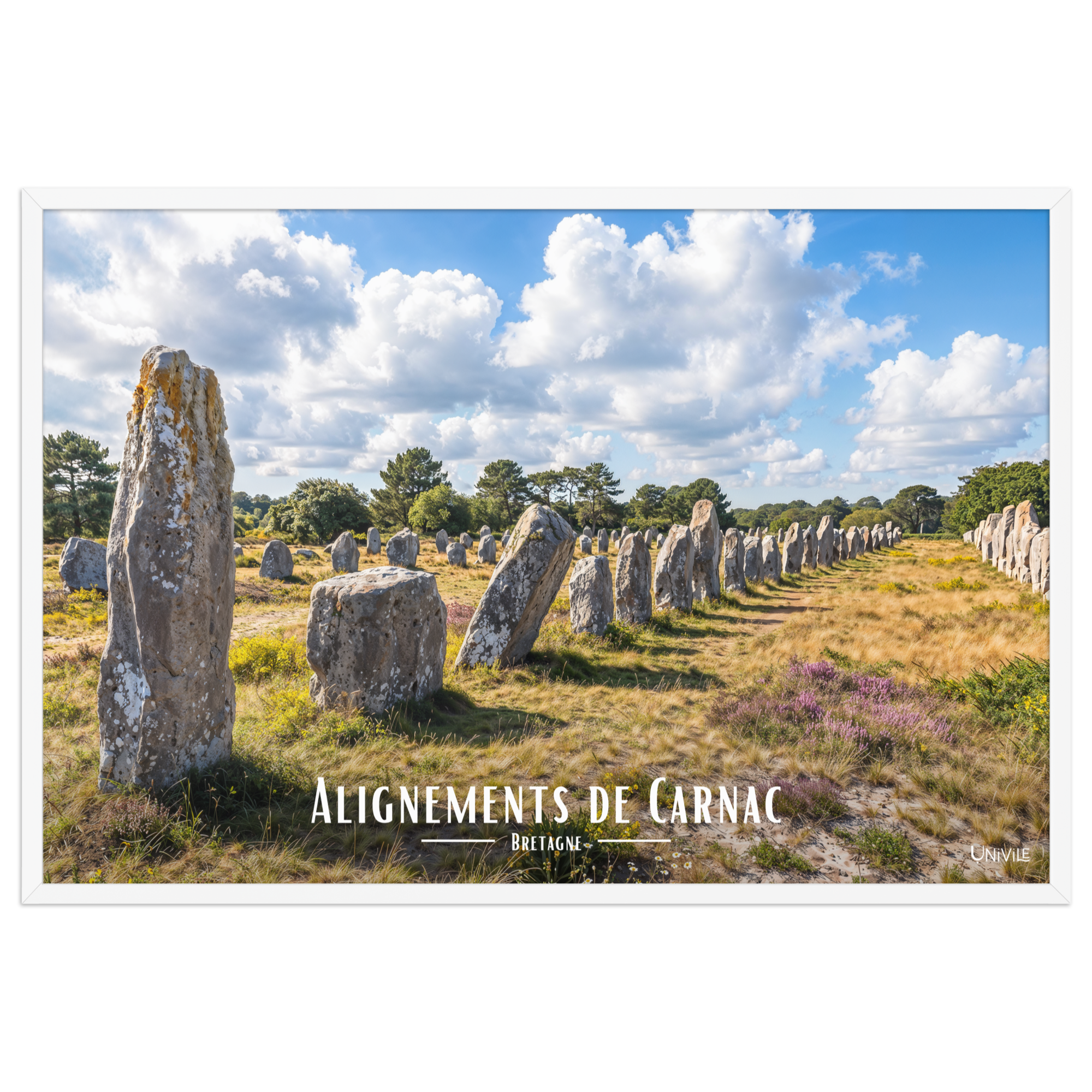 Affiche de Bretagne Alignements de Carnac 61 × 91 cm / Blanc - Univile Bretagne