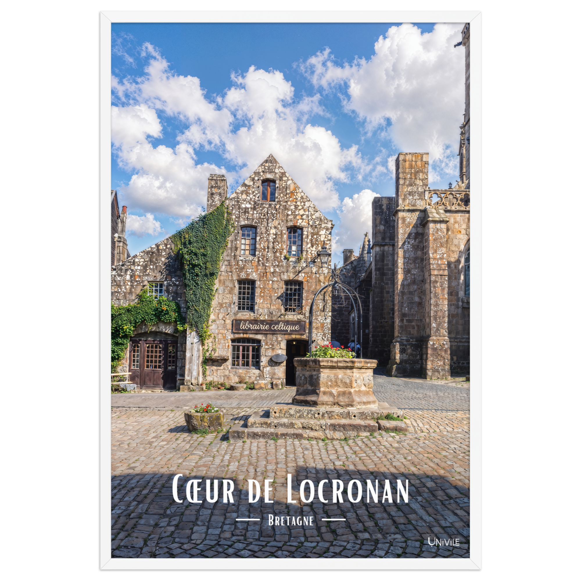 Affiche de Bretagne Cœur de Locronan 61×91 cm / Blanc - Univile Bretagne
