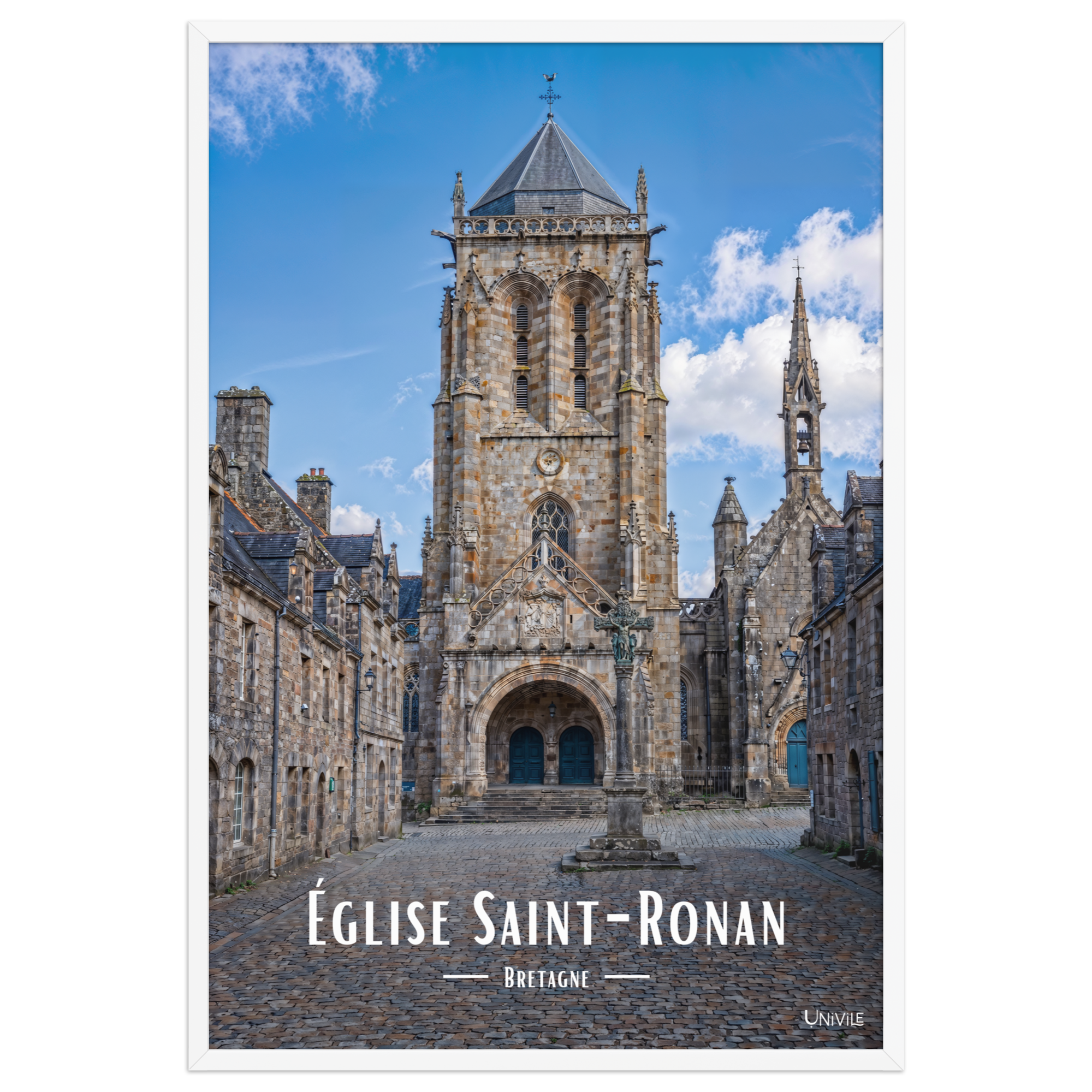 Affiche de Bretagne Église Saint-Ronan 61×91 cm / Blanc - Univile Bretagne