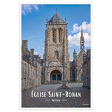 Affiche de Bretagne Église Saint-Ronan 61×91 cm / Blanc - Univile Bretagne
