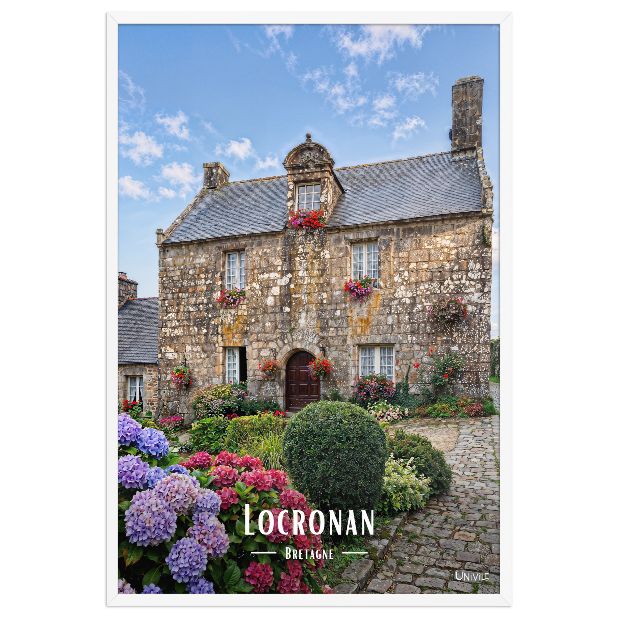 Affiche de Bretagne Locronan 61 × 91 cm / Blanc - Univile Bretagne