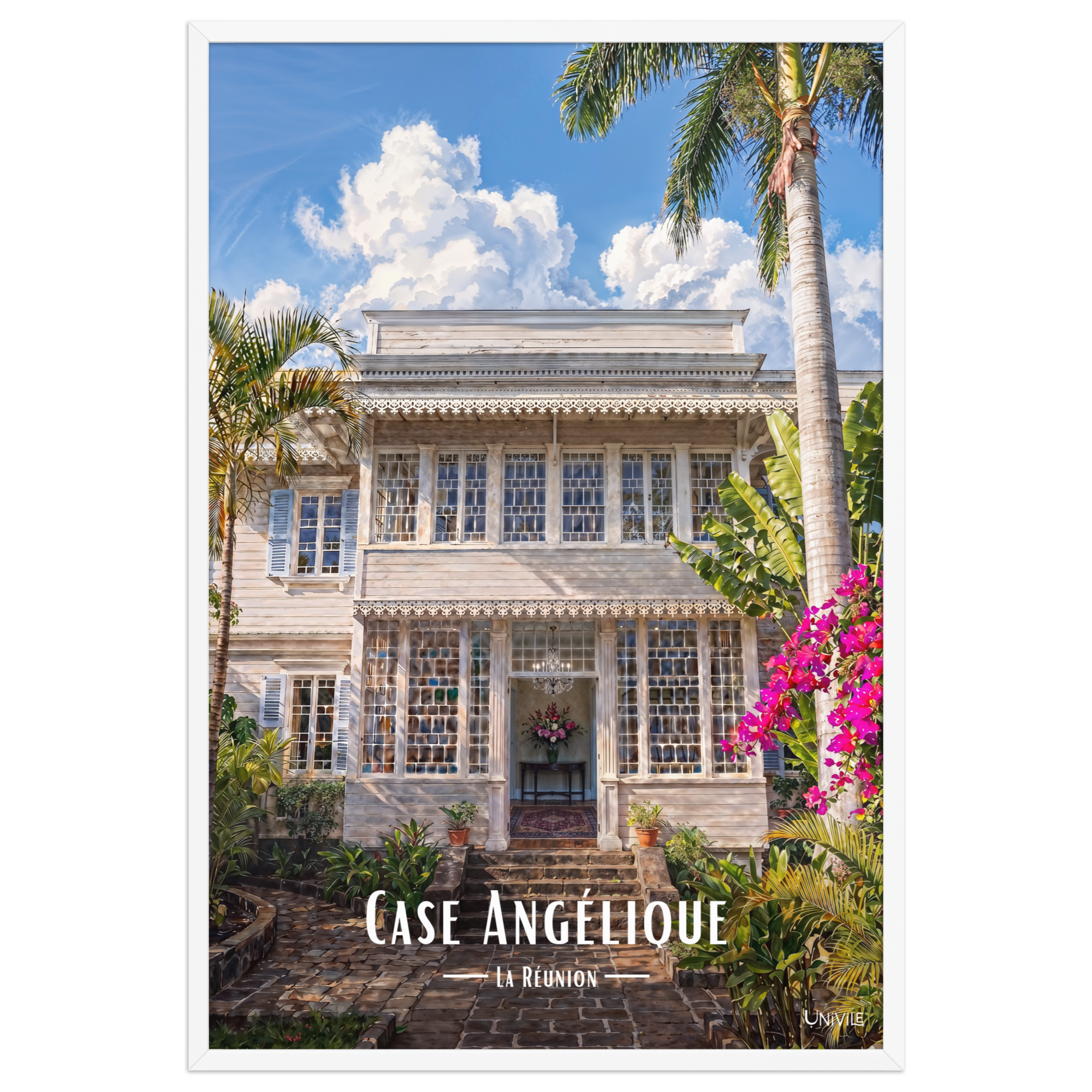 Affiche de La Réunion Case Angélique 61 × 91 cm / Blanc - Univile La Réunion