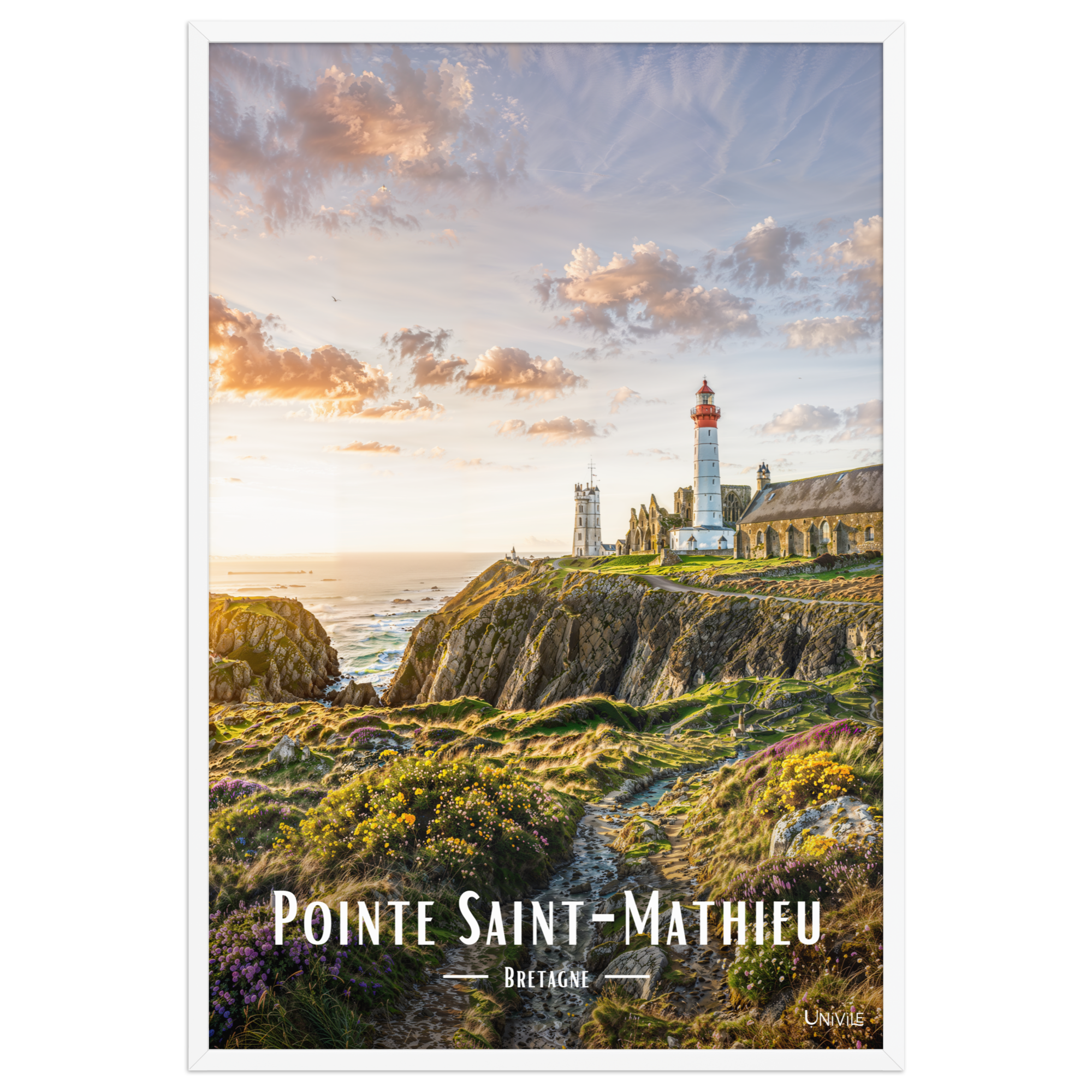 Affiche de Bretagne Pointe Saint-Mathieu 61 × 91 cm / Blanc - Univile Bretagne