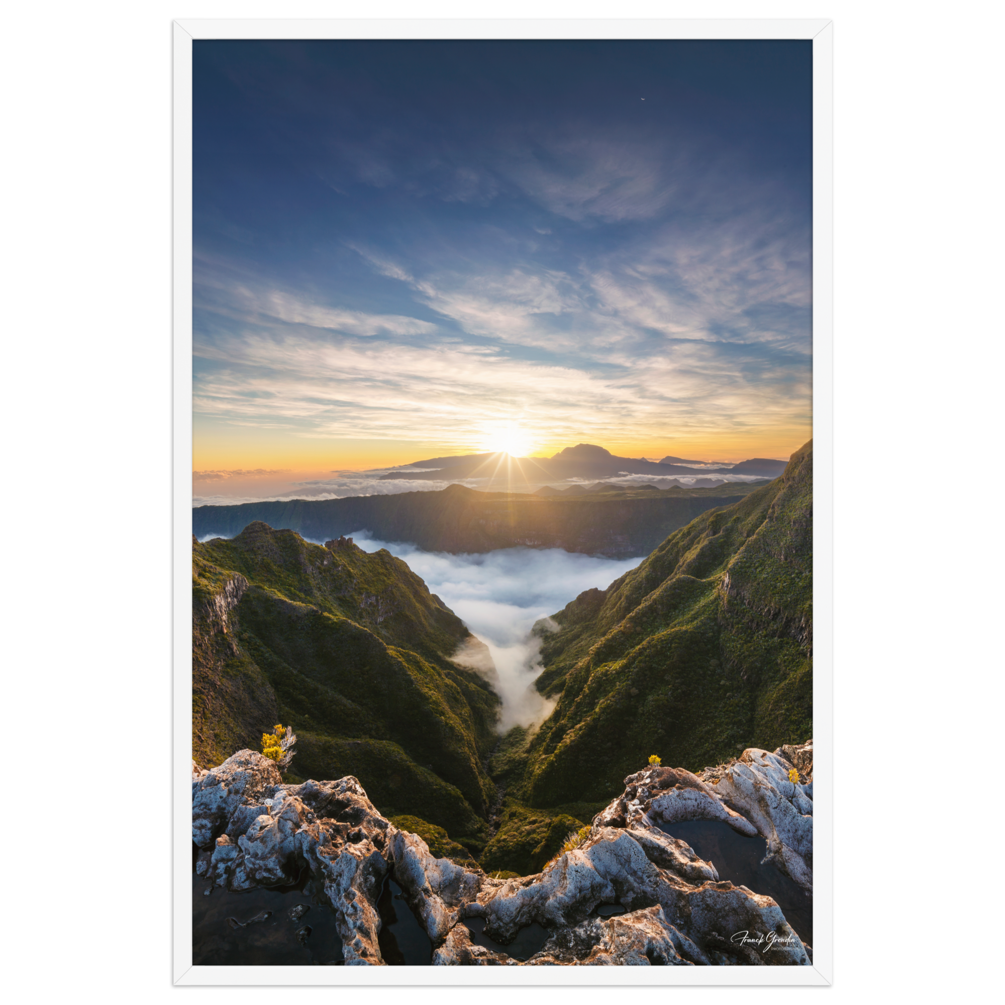 Affiche de La Réunion Rivière des Remparts au Crépuscule 61 × 91 cm / Blanc - photographie Franck Grondin