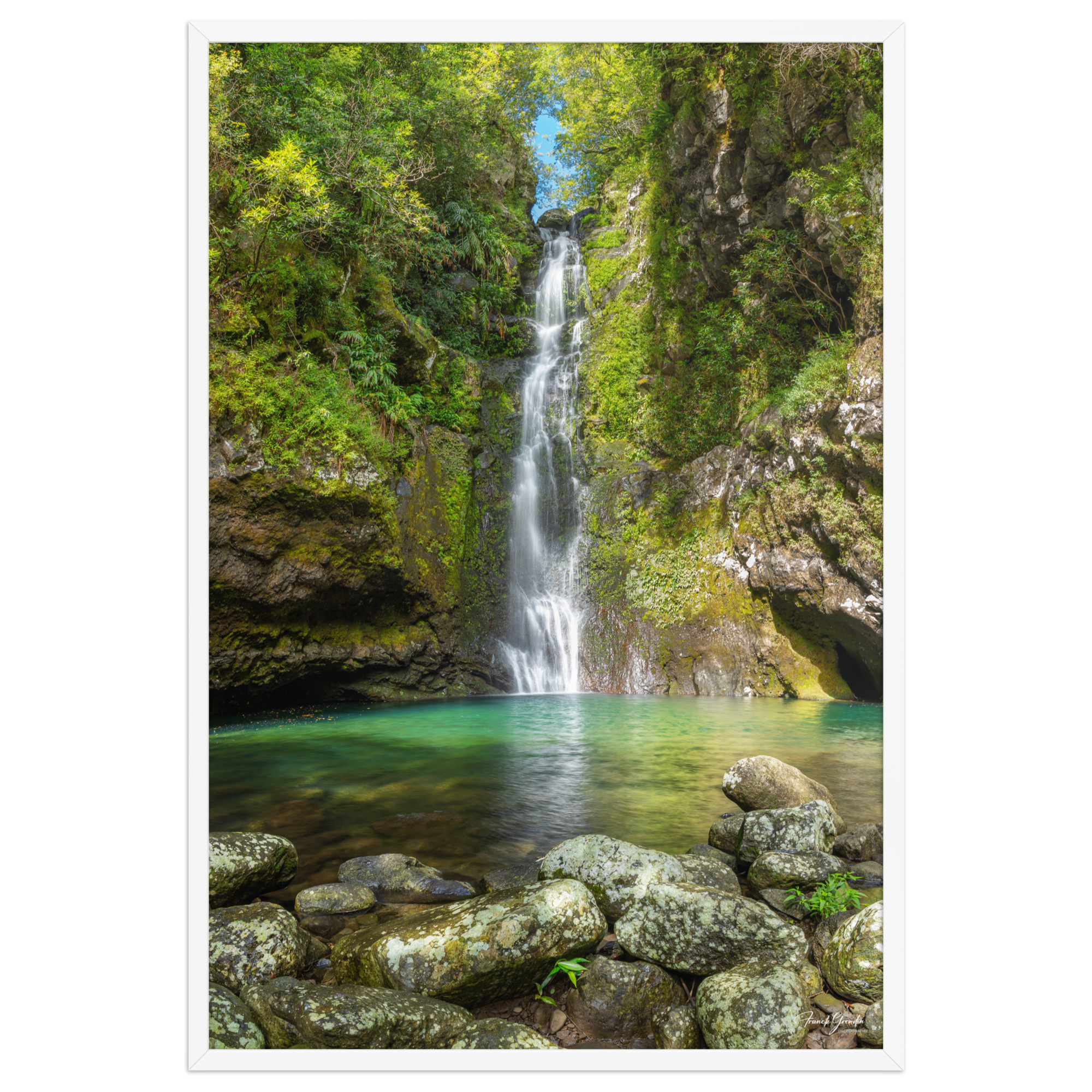 Affiche de La Réunion Cascade du Bassin Chouchou 61 × 91 cm / Blanc - photographie Franck Grondin