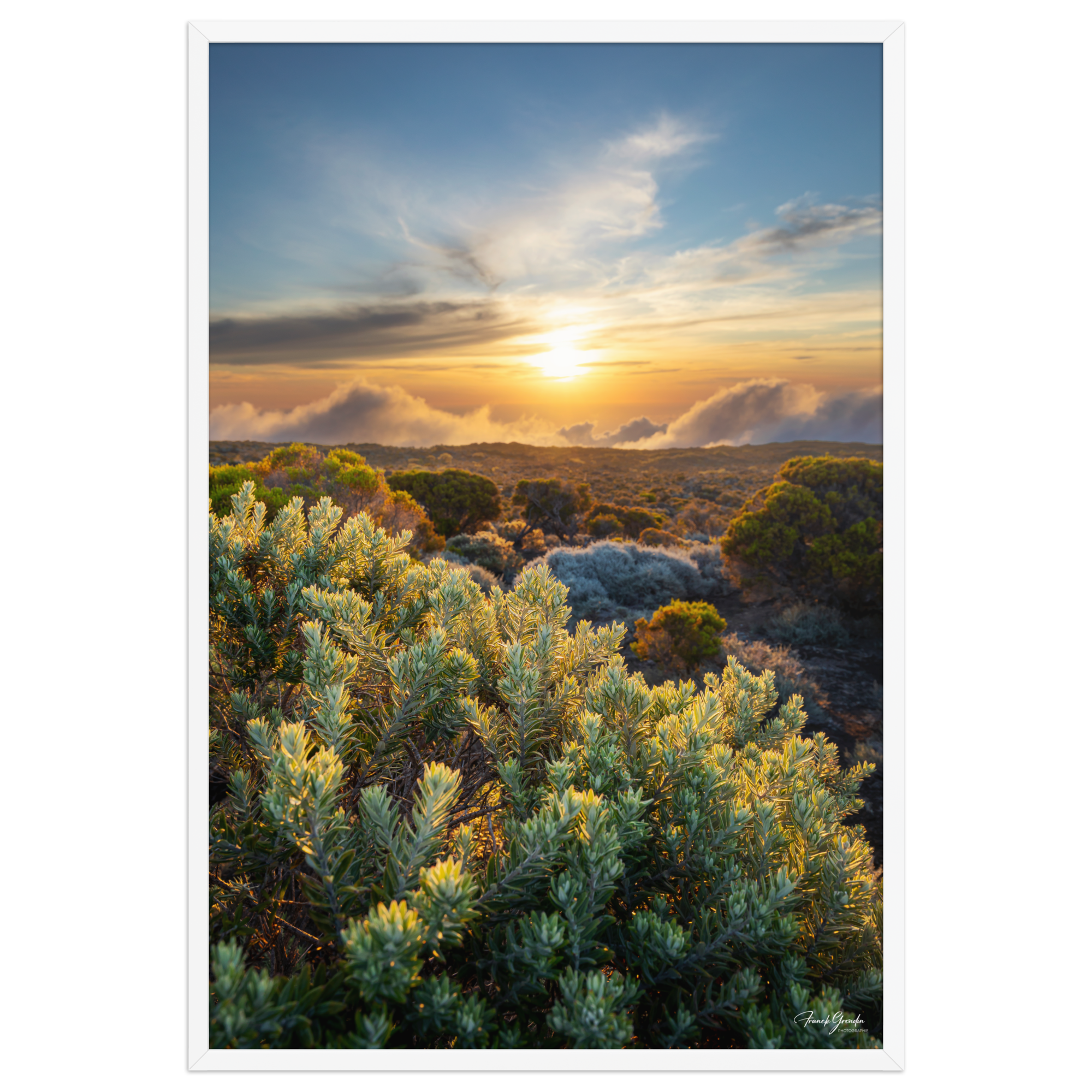 Affiche de La Réunion Crépuscule sur le Pas des Sables 61 × 91 cm / Blanc - photographie Franck Grondin