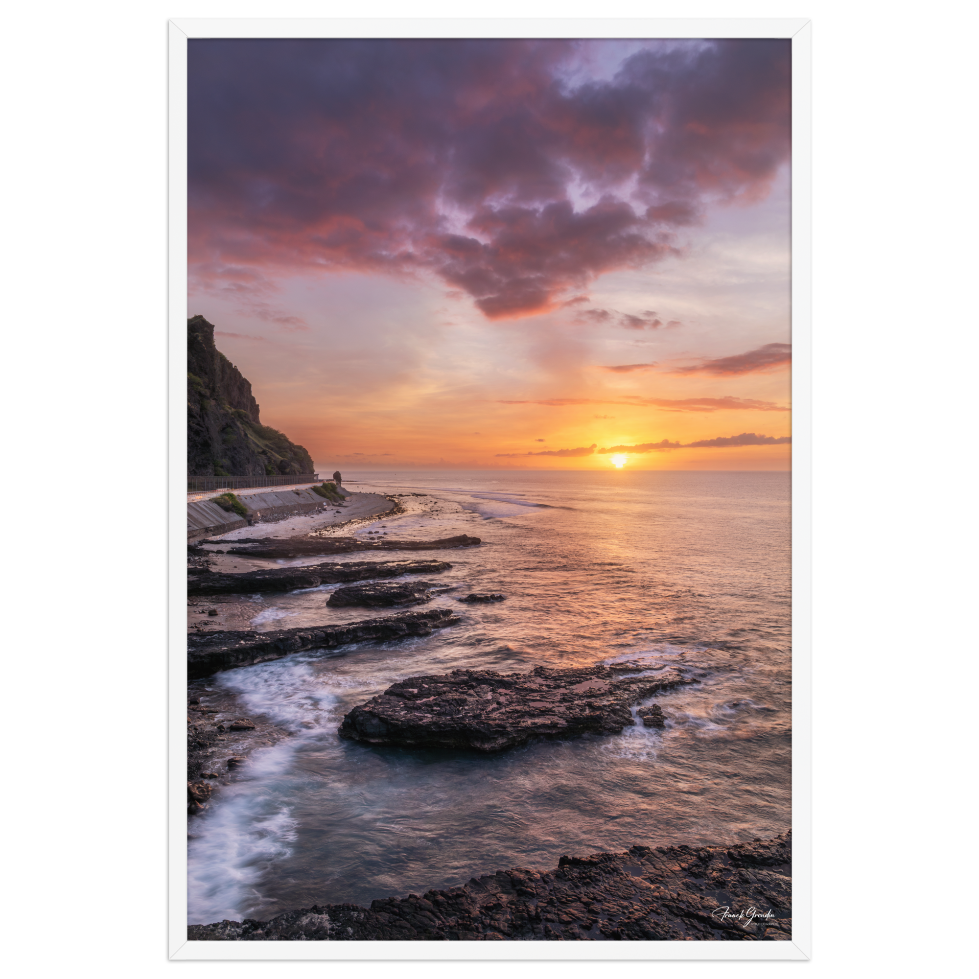 Affiche de La Réunion Crépuscule au Cap Champagne 61 × 91 cm / Blanc - photographie Franck Grondin
