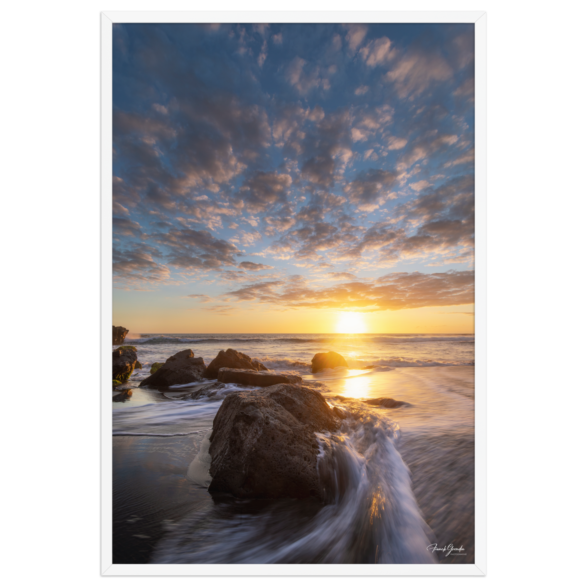 Affiche de La Réunion Coucher de Soleil à la Pointe du Diable 61 × 91 cm / Blanc - photographie Franck Grondin