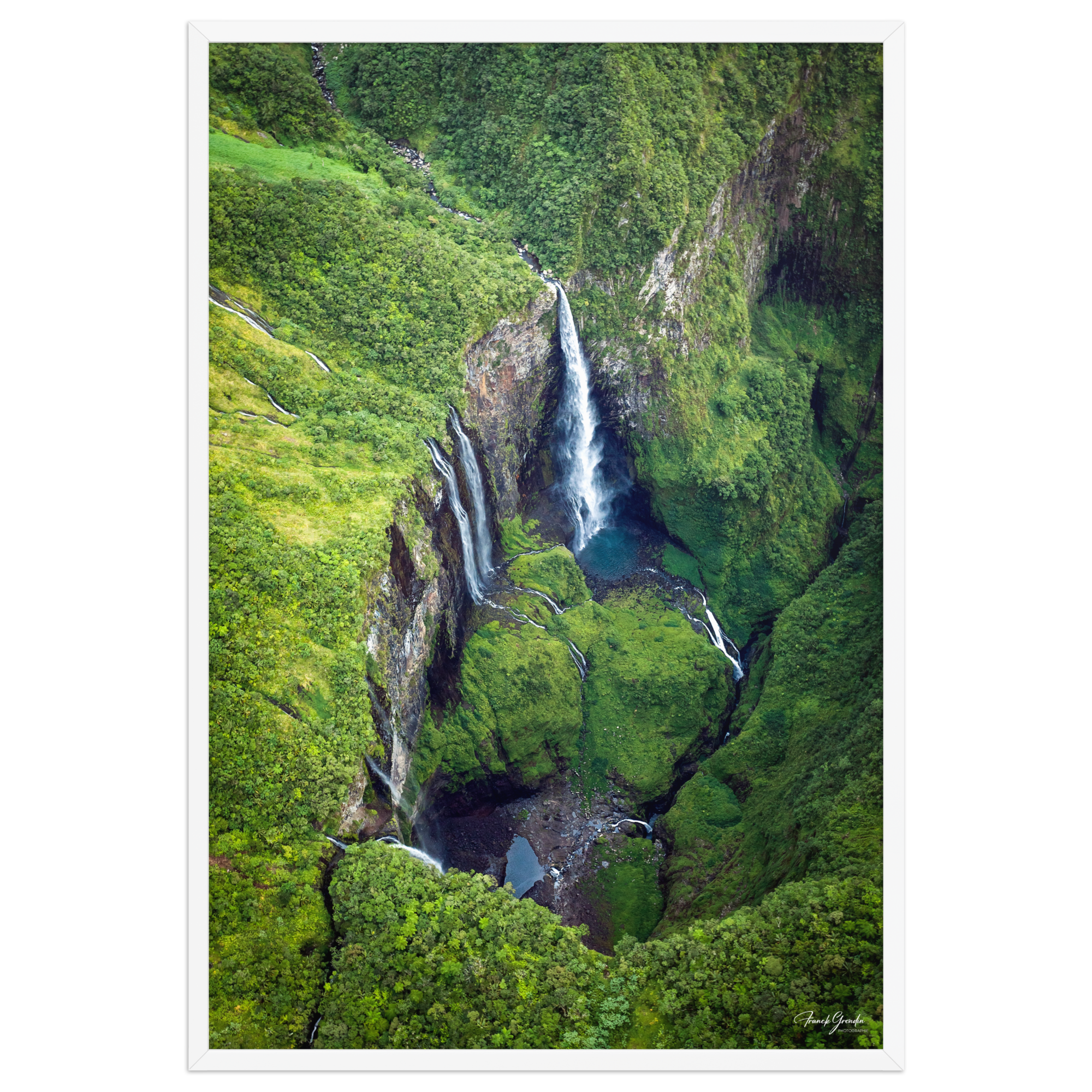 Affiche de La Réunion Le Trou de Fer vu du Ciel 61 × 91 cm / Blanc - photographie Franck Grondin