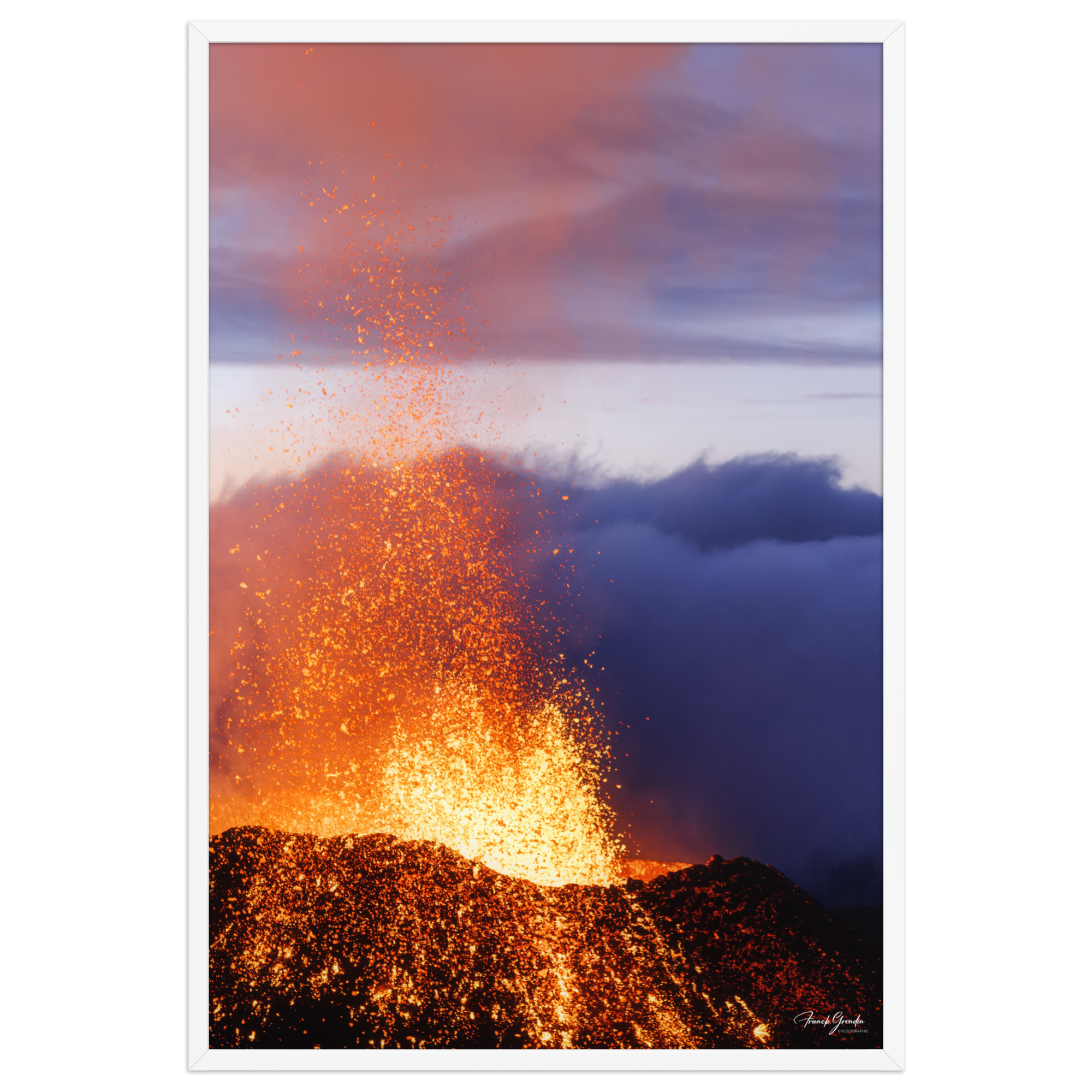 Affiche de La Réunion Rivière de Lave, Août 2015 61 × 91 cm / Blanc - photographie Franck Grondin