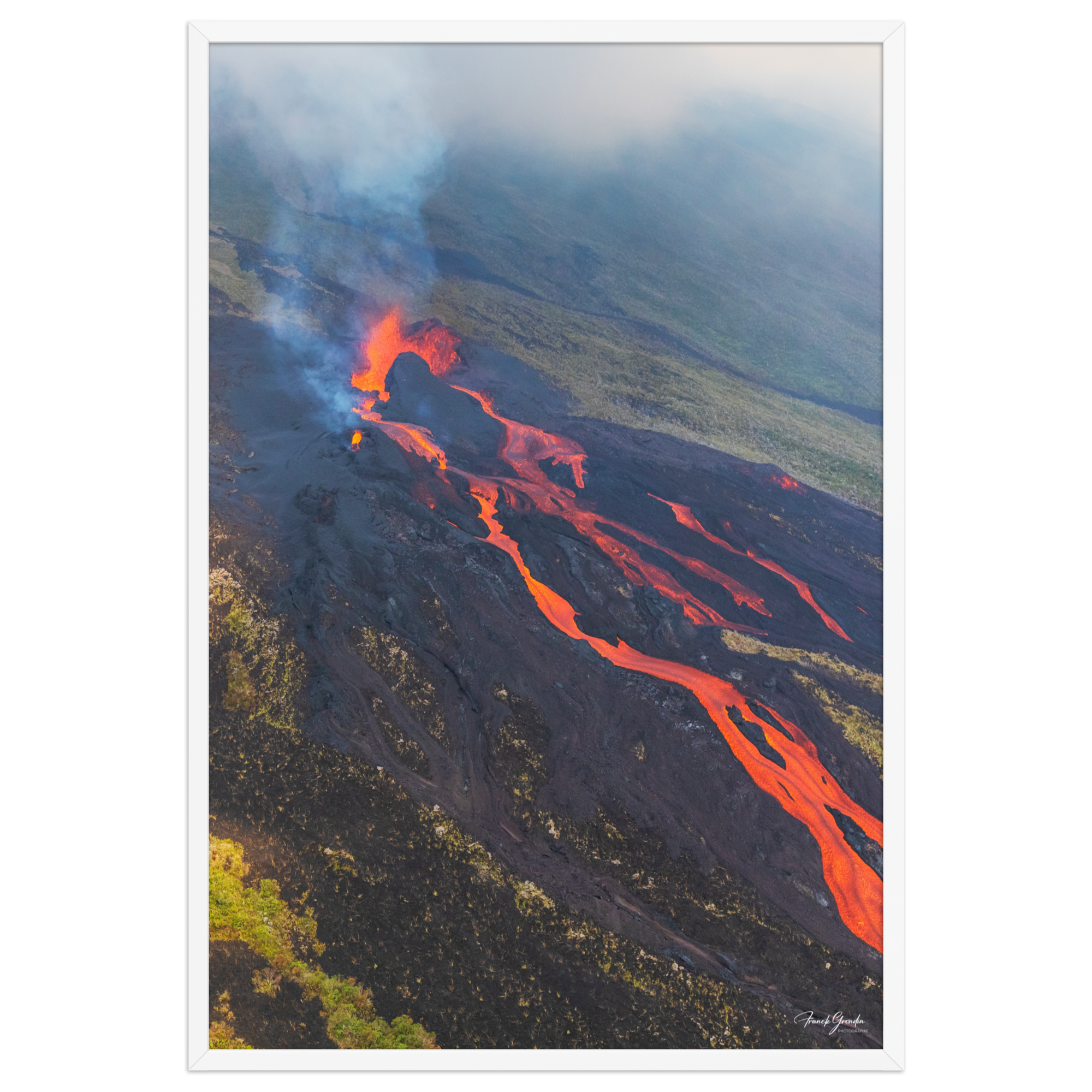 Affiche de La Réunion Éruption d'Octobre 2019 61 × 91 cm / Blanc - photographie Franck Grondin