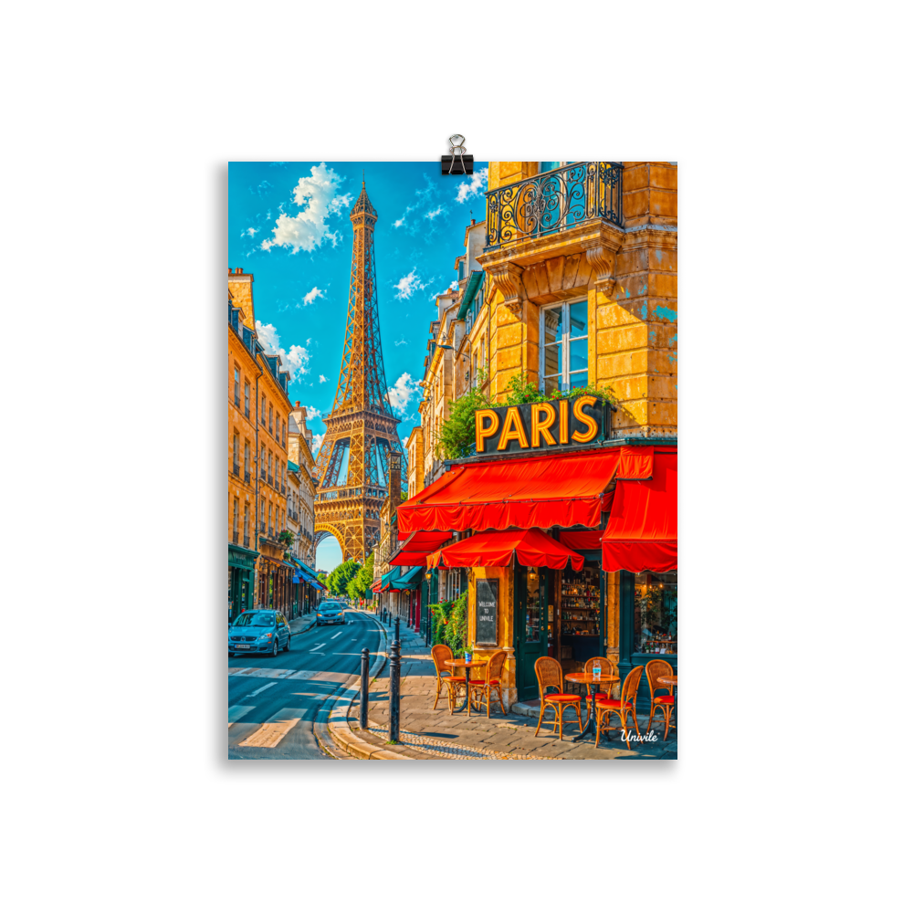 Affiche de Paris Café & Tour Eiffel 30 × 40 cm / Sans Cadre - Univile
