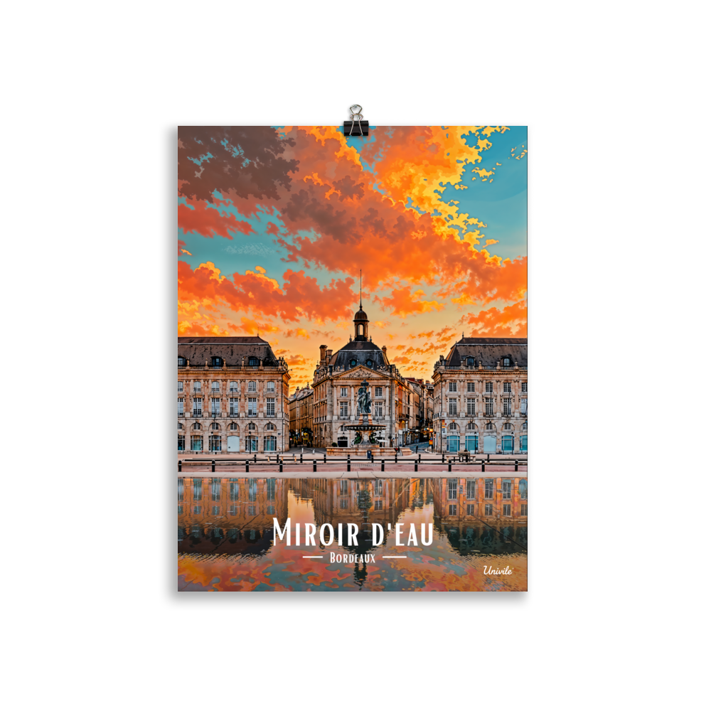 Affiche de bordeaux Miroir d’eau 30 × 40 cm / Sans Cadre - Univile