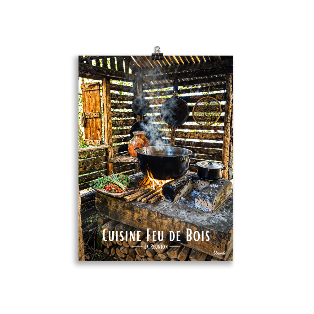 Affiche de la Réunion Cuisine Feu de Bois 30 × 40 cm / Sans Cadre - Univile