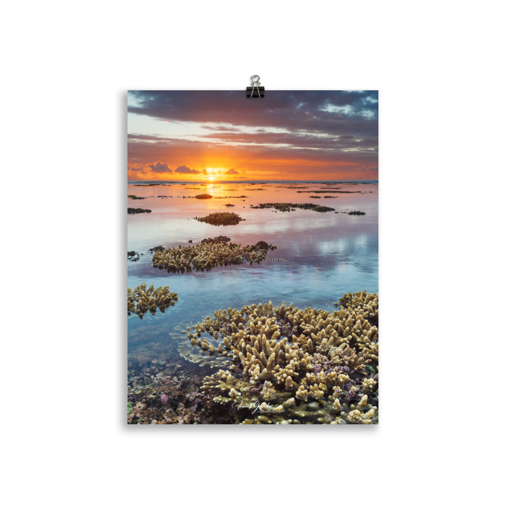 Affiche de La Réunion Sunset du récif 30 × 40 cm / Sans cadre - Univile La Réunion