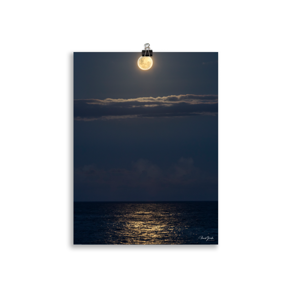 Affiche de La Réunion Lune Rousse sur l'Océan 30 × 40 cm / Sans cadre - photographie Franck Grondin