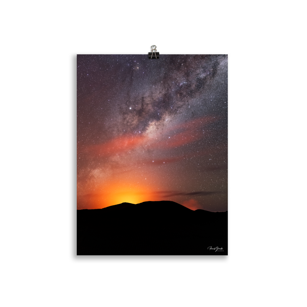 Affiche de La Réunion Éruption sous les Étoiles, Février 2019 30 × 40 cm / Sans cadre - photographie Franck Grondin