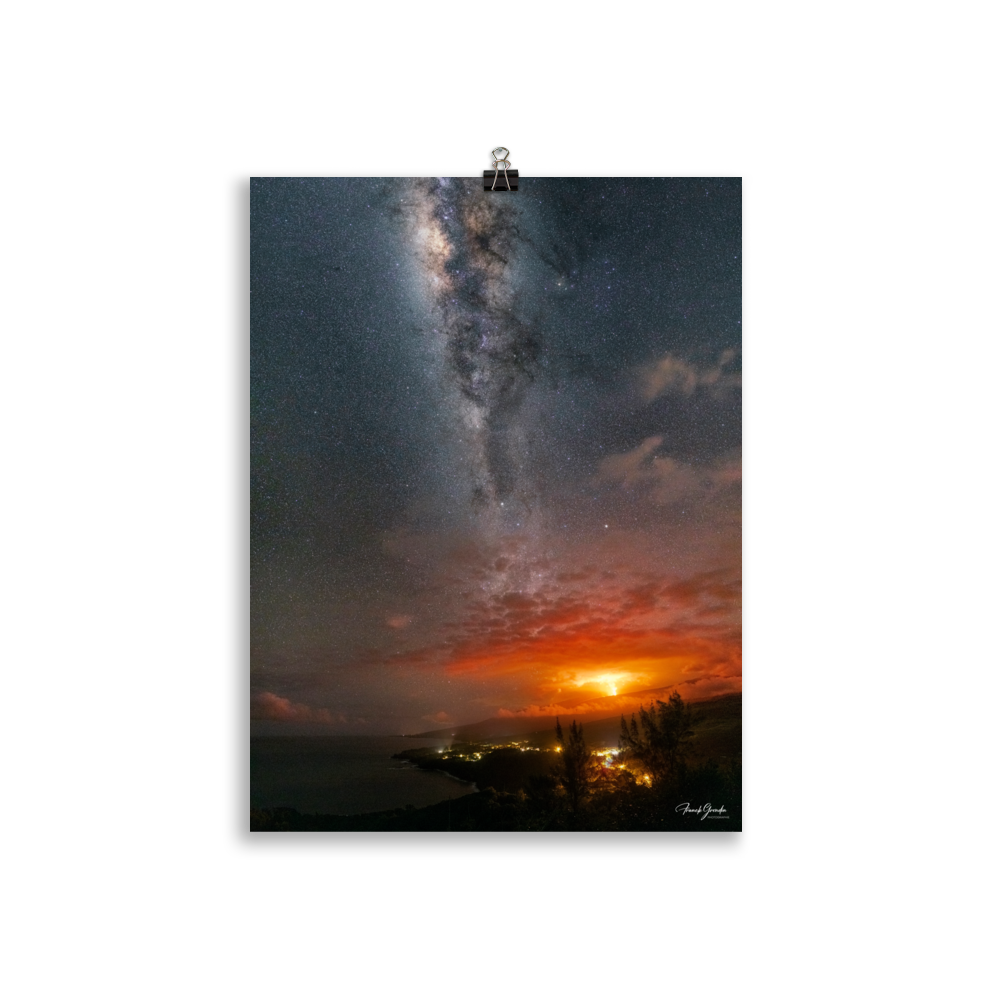 Affiche de La Réunion La Fournaise sous la Voie Lactée 30 × 40 cm / Sans cadre - photographie Franck Grondin