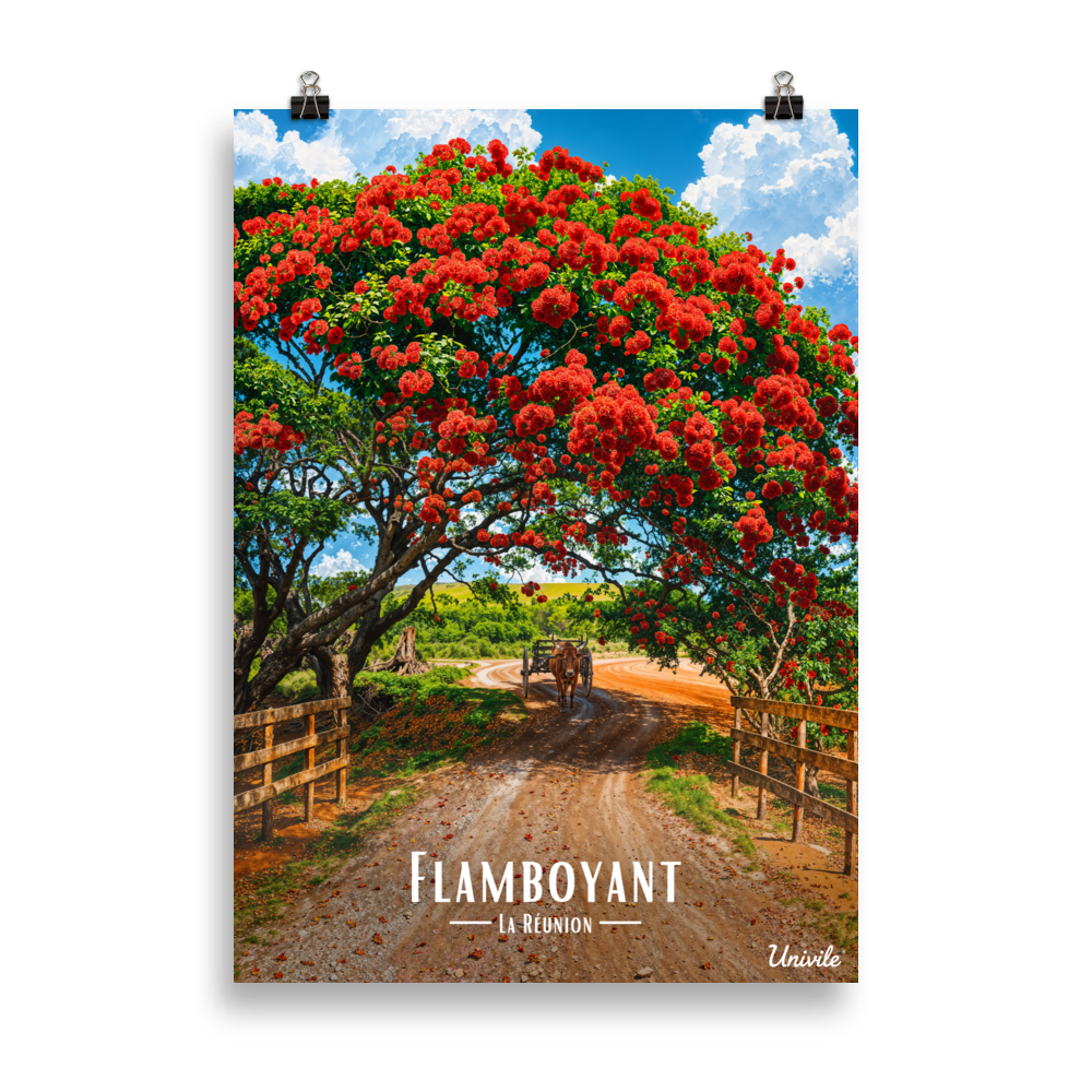 Affiche de la Réunion Flamboyant des champs 50 × 70 cm / Sans Cadre - Univile