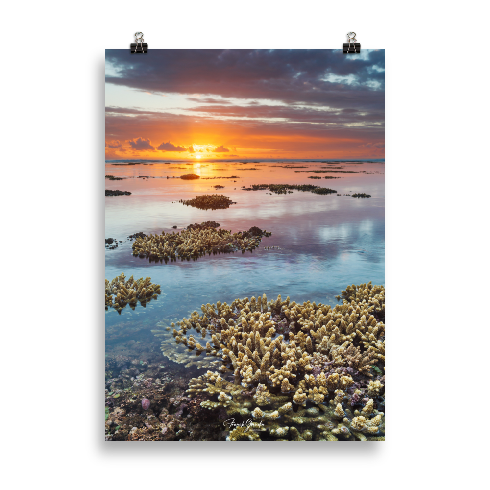 Affiche de La Réunion Sunset du récif 50 × 70 cm / Sans cadre - Univile La Réunion