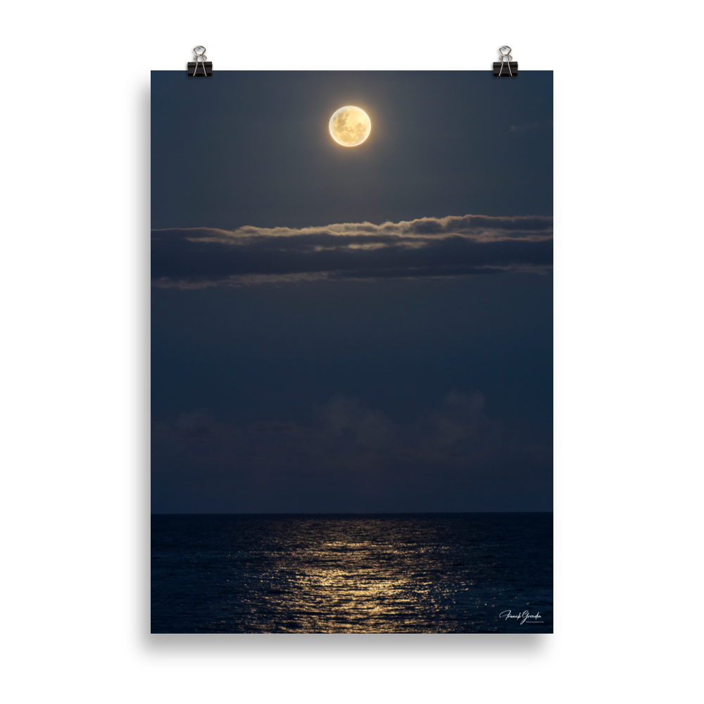 Affiche de La Réunion Lune Rousse sur l'Océan 50 × 70 cm / Sans cadre - photographie Franck Grondin