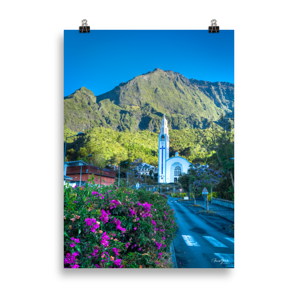 Affiche de La Réunion L'Église Notre-Dame-des-Neiges de Cilaos 50 × 70 cm / Sans cadre - photographie Franck Grondin