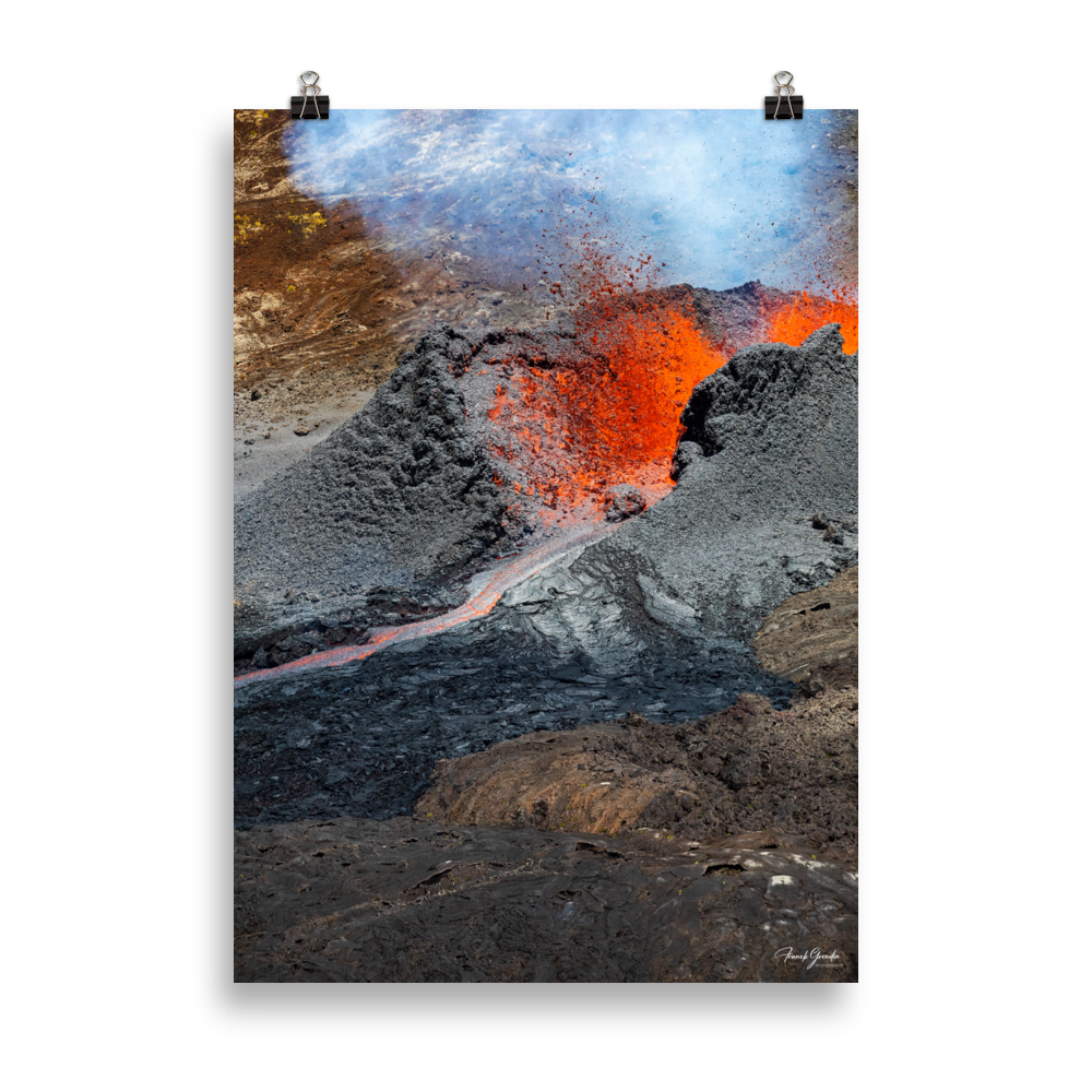 Affiche de La Réunion Le Piton de la Fournaise vu du Ciel 50 × 70 cm / Sans cadre - photographie Franck Grondin