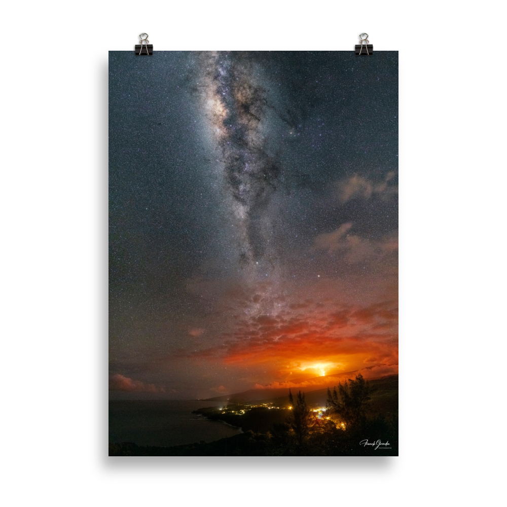Affiche de La Réunion La Fournaise sous la Voie Lactée 50 × 70 cm / Sans cadre - photographie Franck Grondin