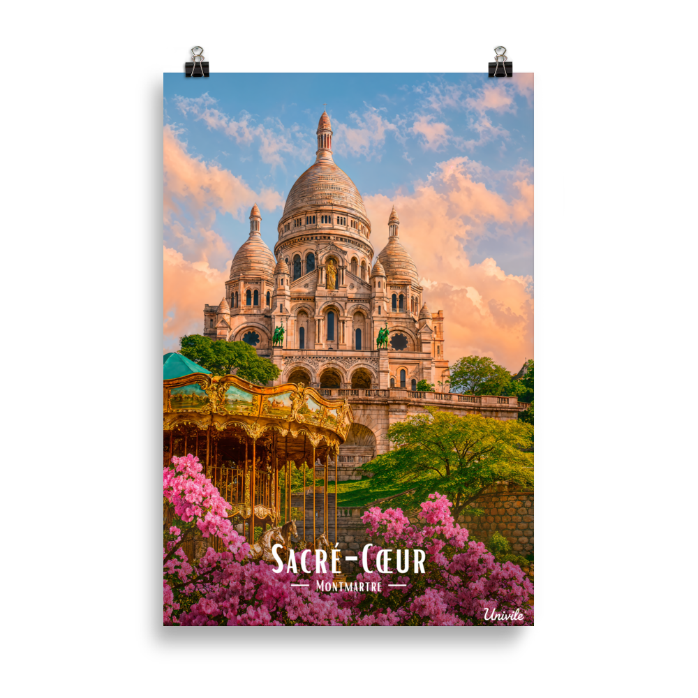 Affiche de Paris Sacré-Cœur – Montmartre 61 × 91 cm / Sans Cadre - Univile