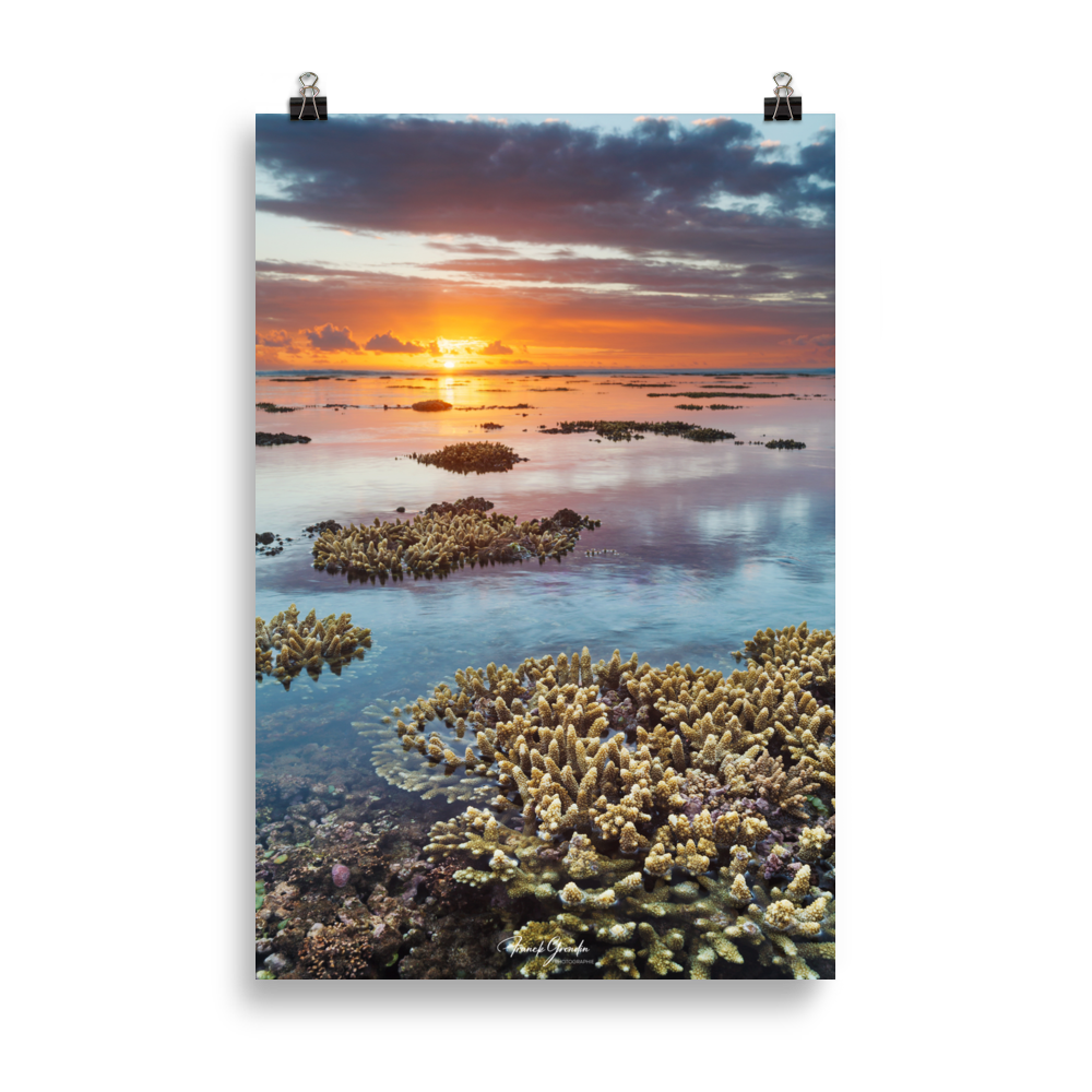 Affiche de La Réunion Sunset du récif 61 × 91 cm / Sans cadre - Univile La Réunion